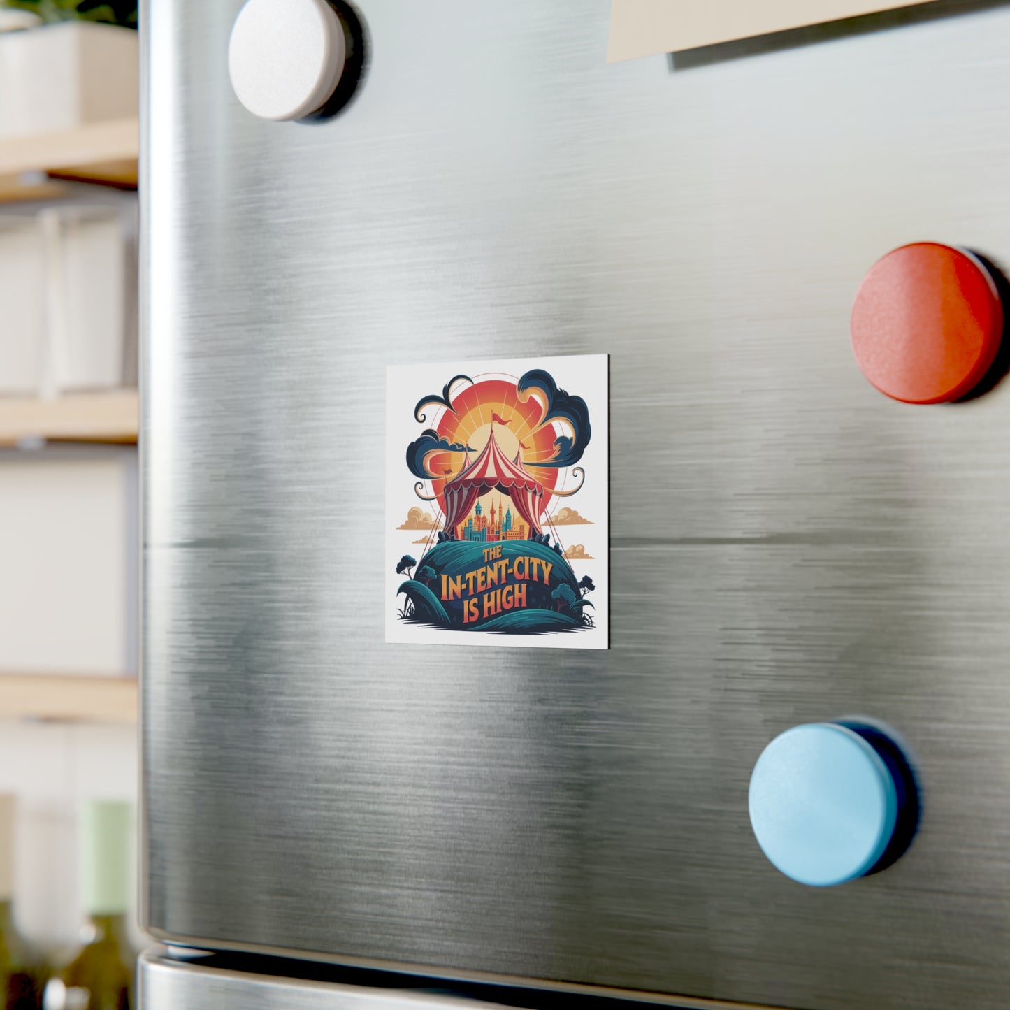 Vintage Circus Magnet, In-Tent City Magnet, Bohemian Home Decor, Fun Fridge Magnet, Intense Magnet Intense Decor