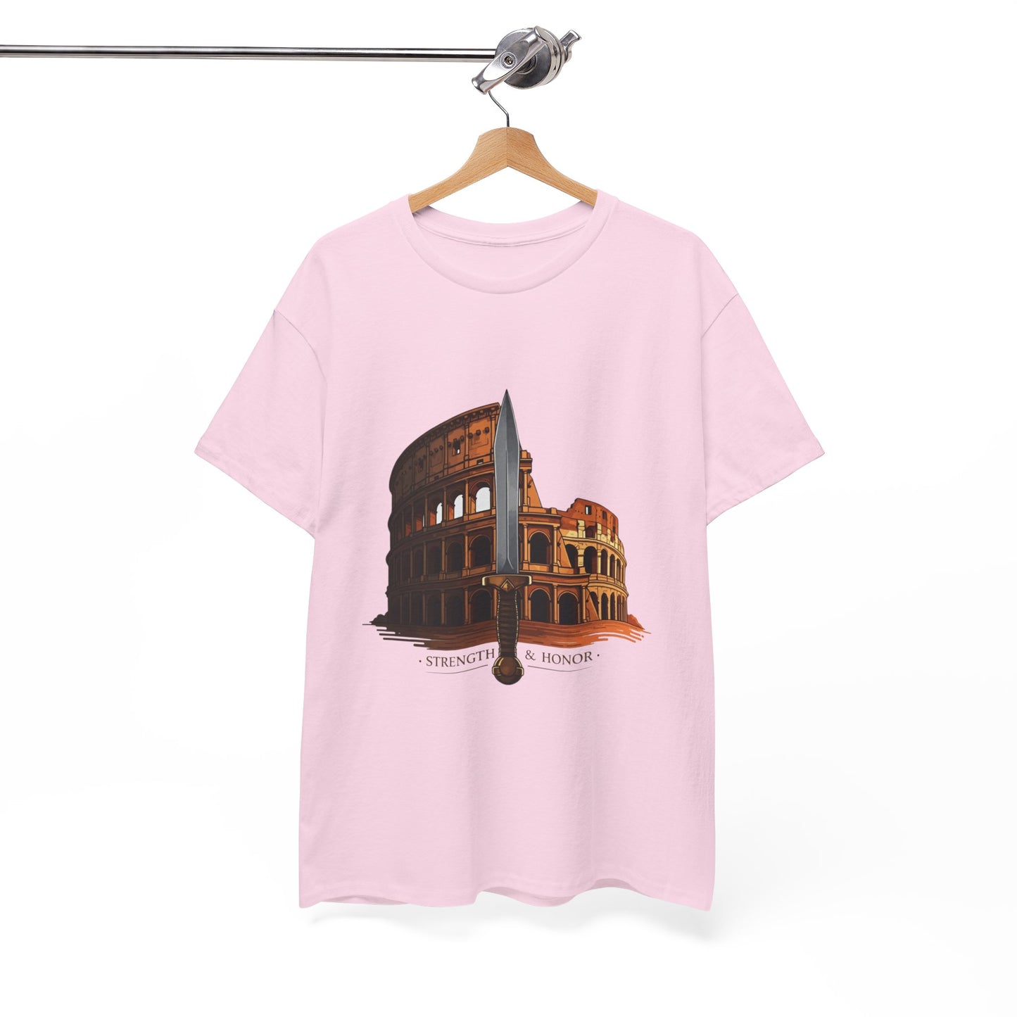 Strength & Honor Gladiator Shirt – Roman Colosseum Sword Graphic Tee – Ancient Rome History T-Shirt for Gladiator & Travel Fans