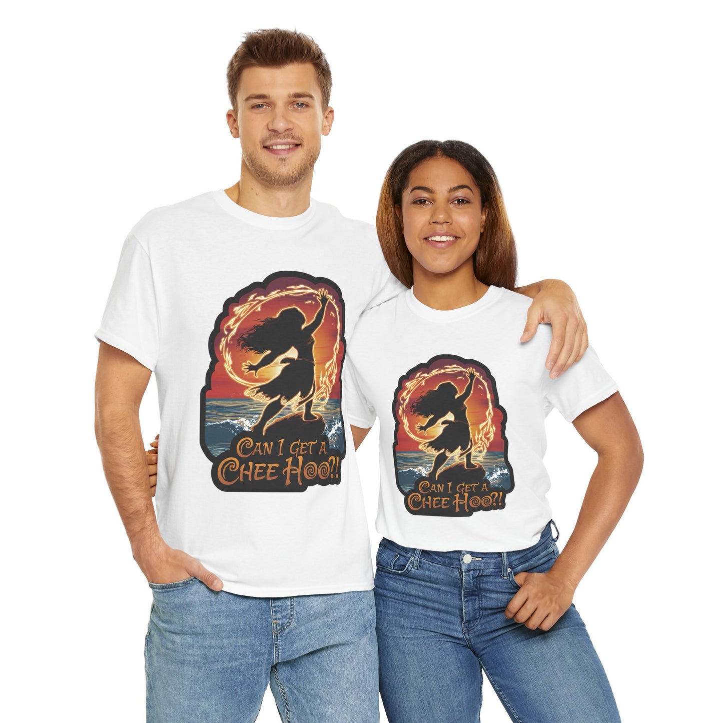 Can I Get a Chee Hoo Shirt – Hawaiian Island Vibes Tee – Hula Dancer Sunset Graphic T-Shirt – Polynesian Luau Party Unisex Top