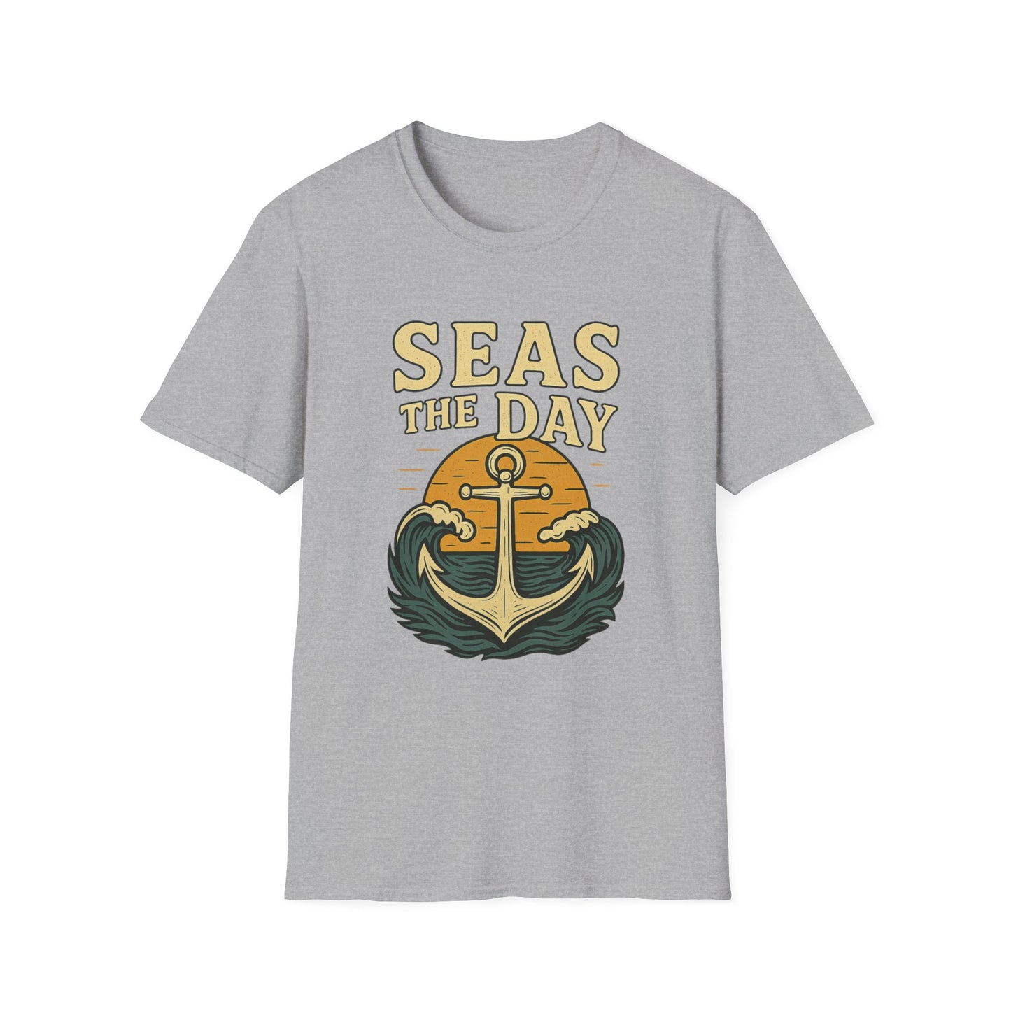 Seas the Day Shirt – Nautical Anchor Ocean Tee | Coastal Beach Graphic T-Shirt | Funny Seaside Pun Gift | Unisex Summer Travel Top