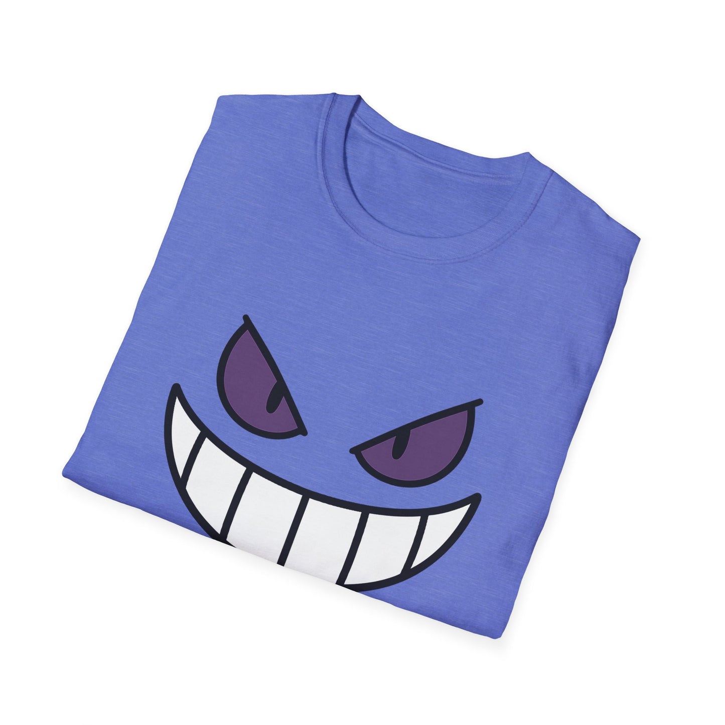 Mischievous Shadow Face Tee - Purple Eyes and Big Grin Graphic Shirt | Spooky Cute Gift, Retro Gaming Vibe, Funny Halloween Unisex Top