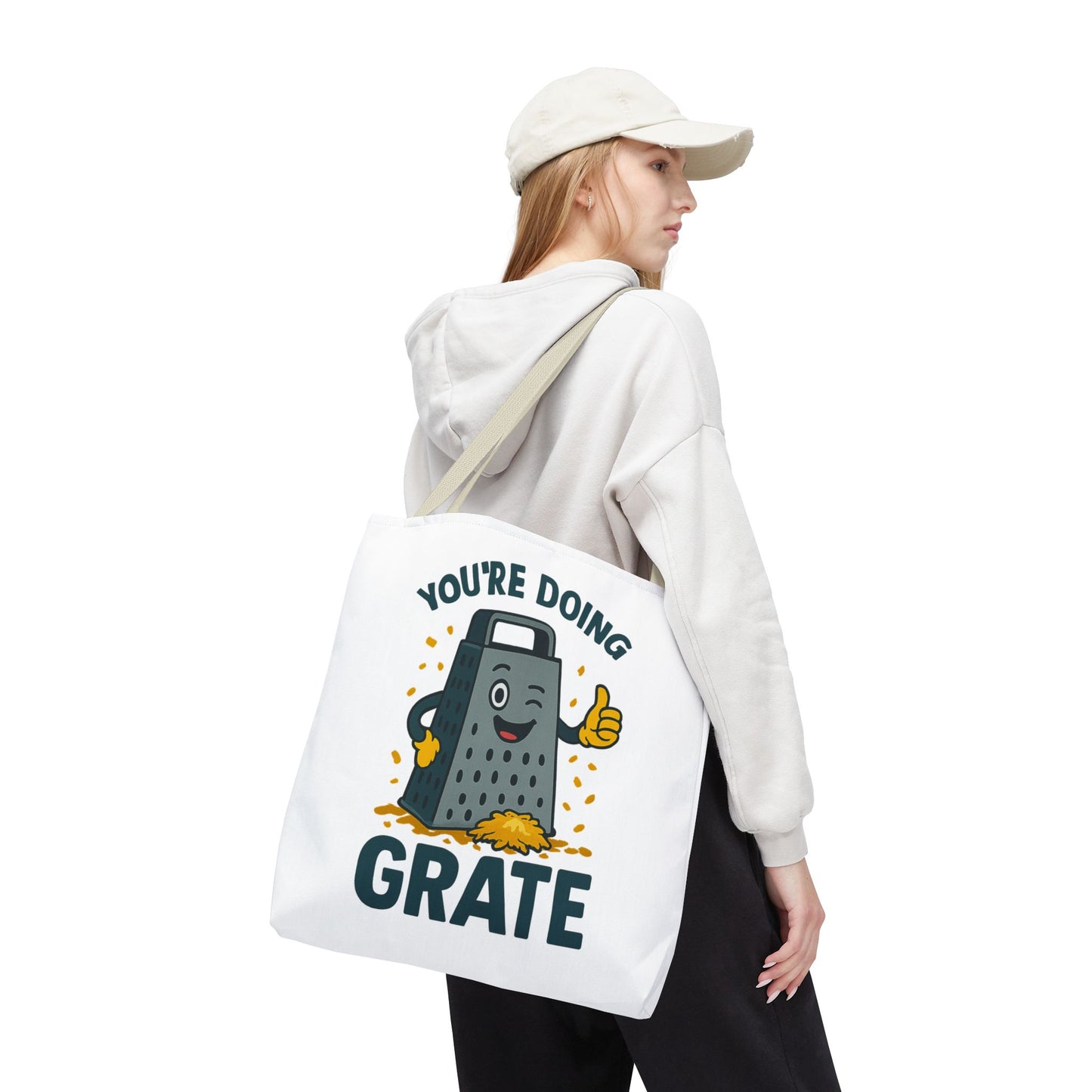 Funny Cheese Pun Tote Bag – “You’re Doing Grate” Grocery Bag | Cute Gift for Coworkers, Teachers, Food Lovers & Everyday Motivation