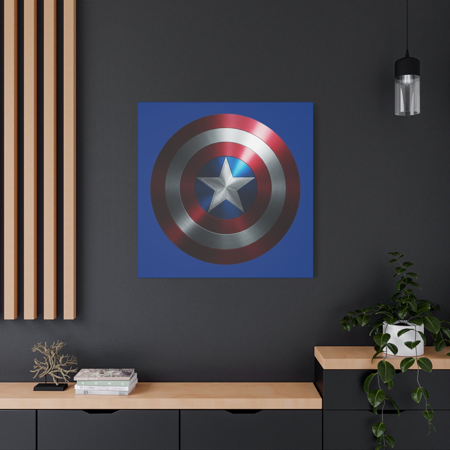 Superhero Shield Canvas Art - Stretched Matte Decor for Fans