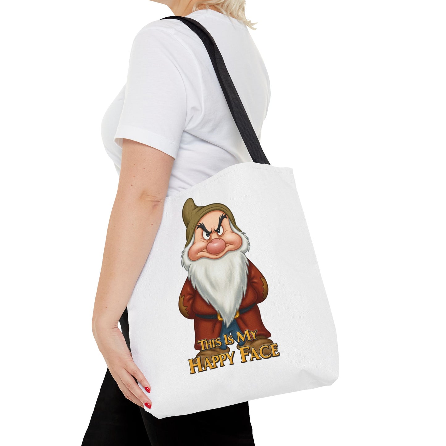 Grumpy Dwarf Tote Bag - "This Is My Happy Face"