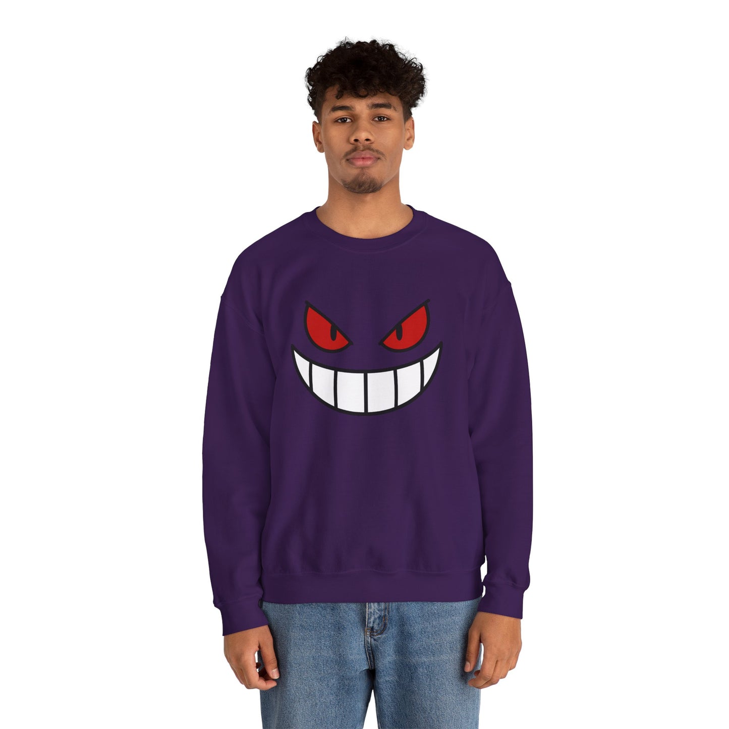 Evil Grin Sweatshirt, Creepy Skull Face Crewneck, Spooky Halloween Pullover, Dark Grinning Ghost Tee, Unisex Scary Smile Sweatshirt