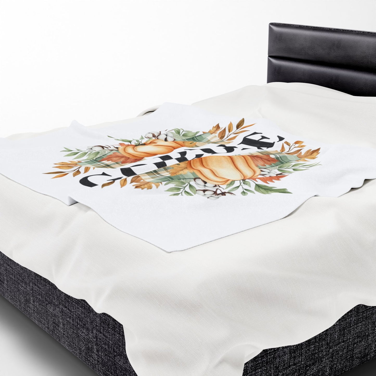 Gobble Fall Blanket, Thanksgiving Throw Blanket With Pumpkins And Leaves, Cozy Autumn Decor, Soft Fleece Blanket Gift For Family Gatherings