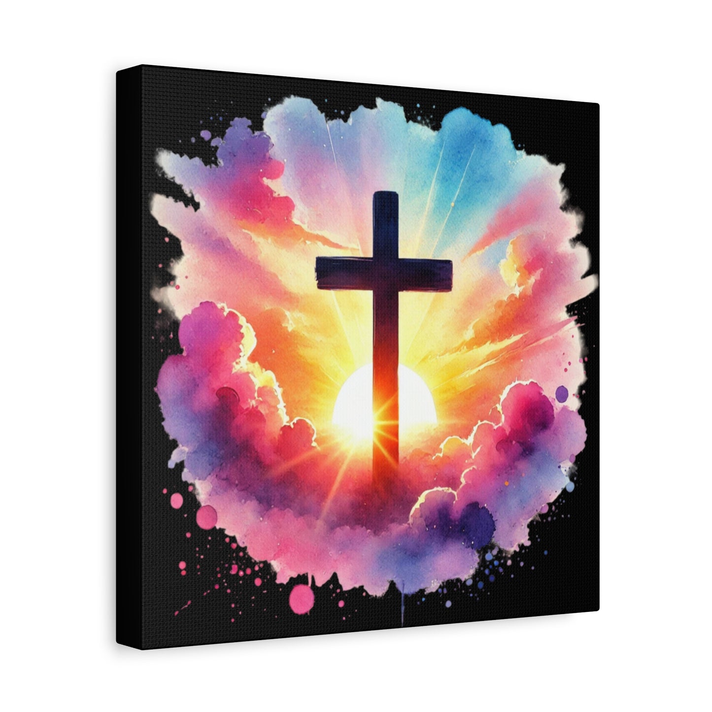 Inspirational Watercolor Cross Wall Art Christian Home Decor Faith Based Canvas Religious Art Inspirational Canvas