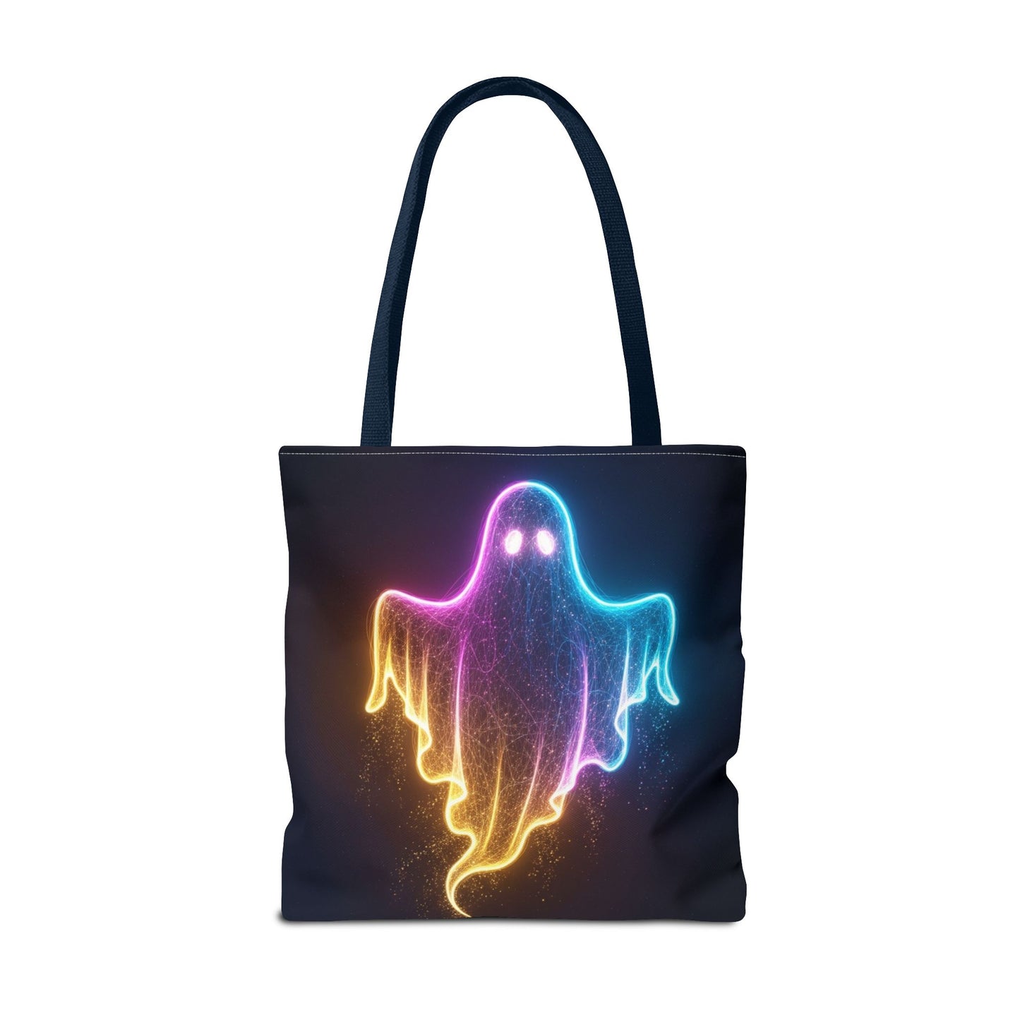 Neon Ghost Tote Bag - Bright Colorful Ghost Print Shoulder Tote, Spooky Cute Reusable Canvas Bag, Halloween Aesthetic Everyday Carry