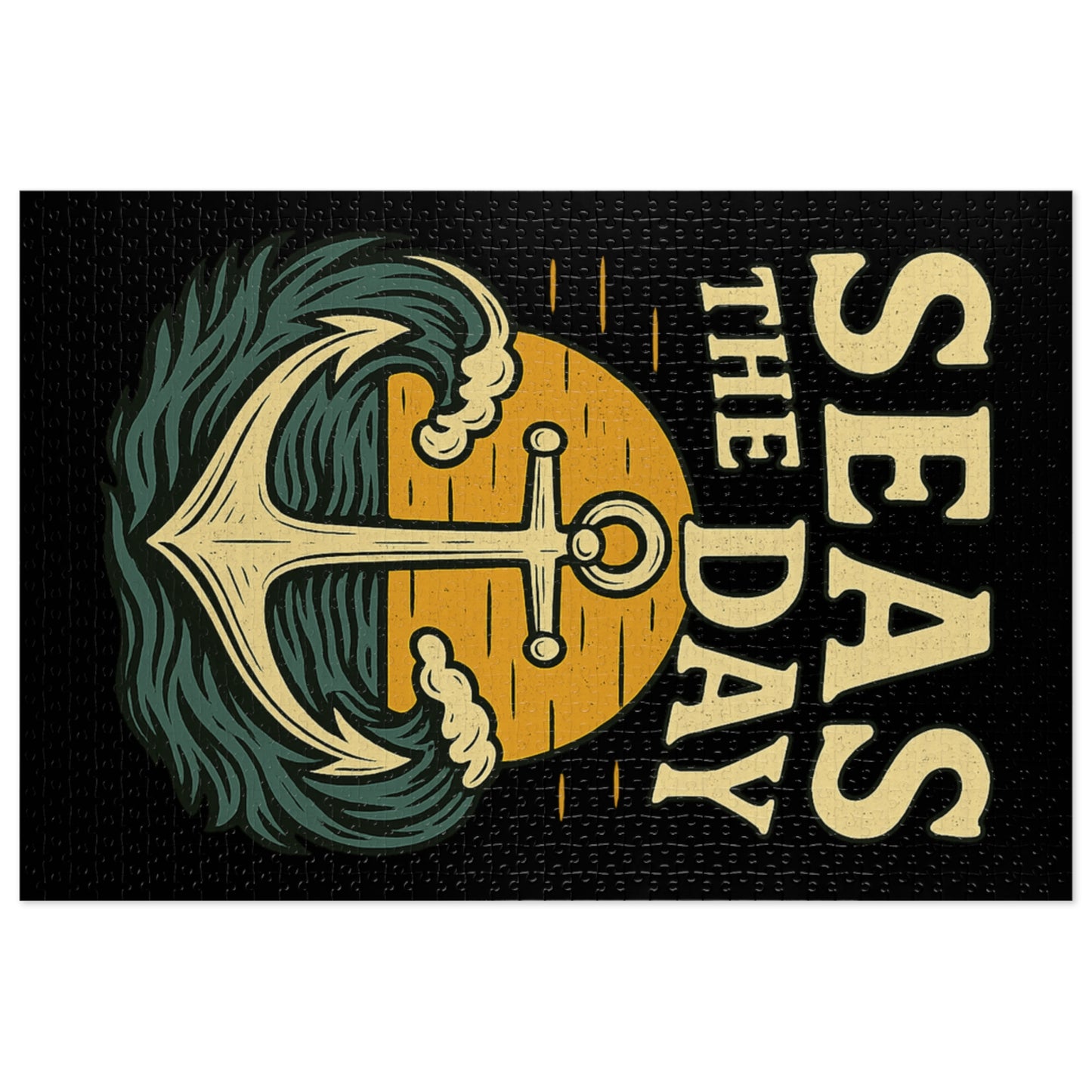 Seas the Day Puzzle – Nautical Jigsaw Puzzle with Anchor Design, Ocean Quote Gift for Puzzle Fans & Coastal Decor Lovers