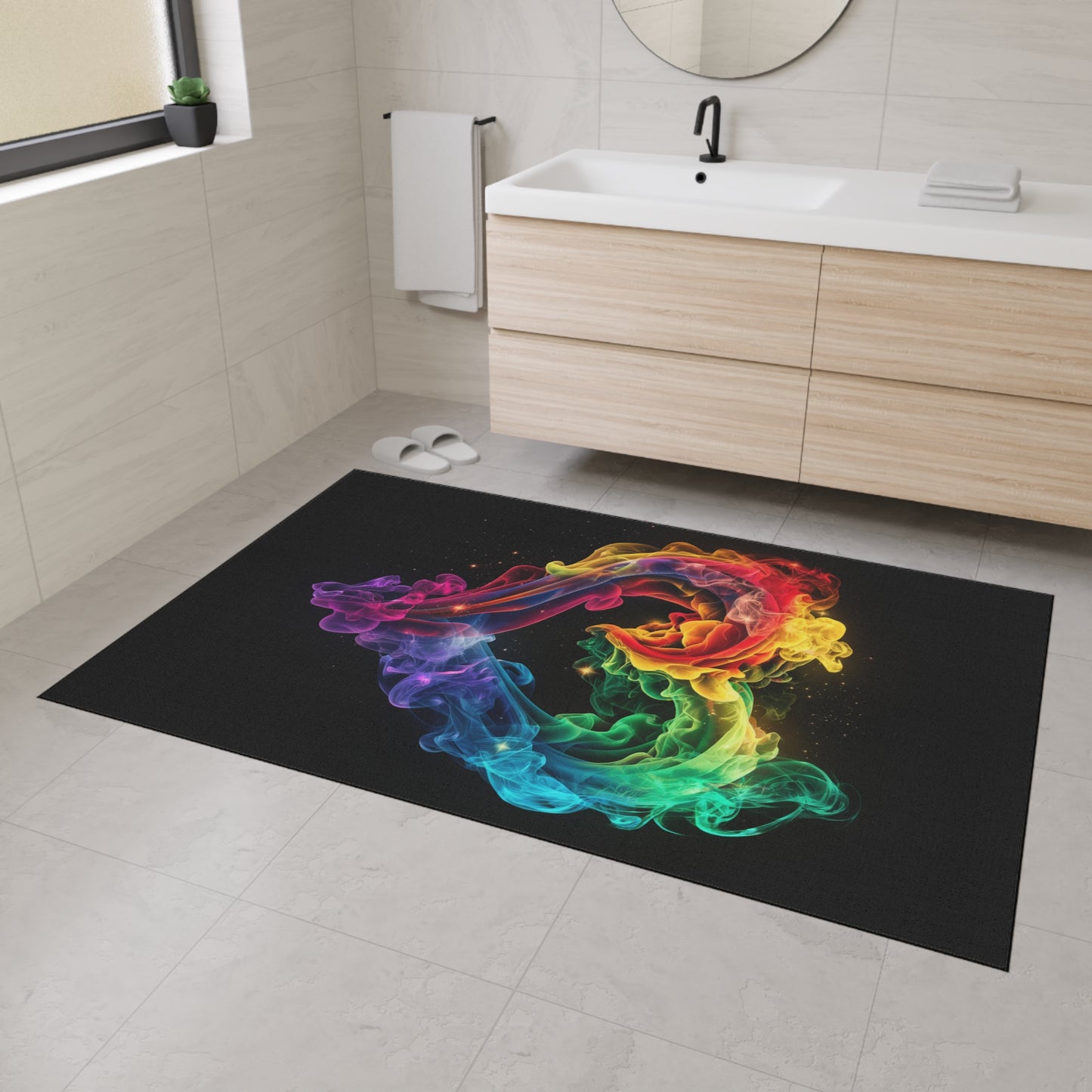Floor Mat - Colorful Heart Shaped Smoke Design