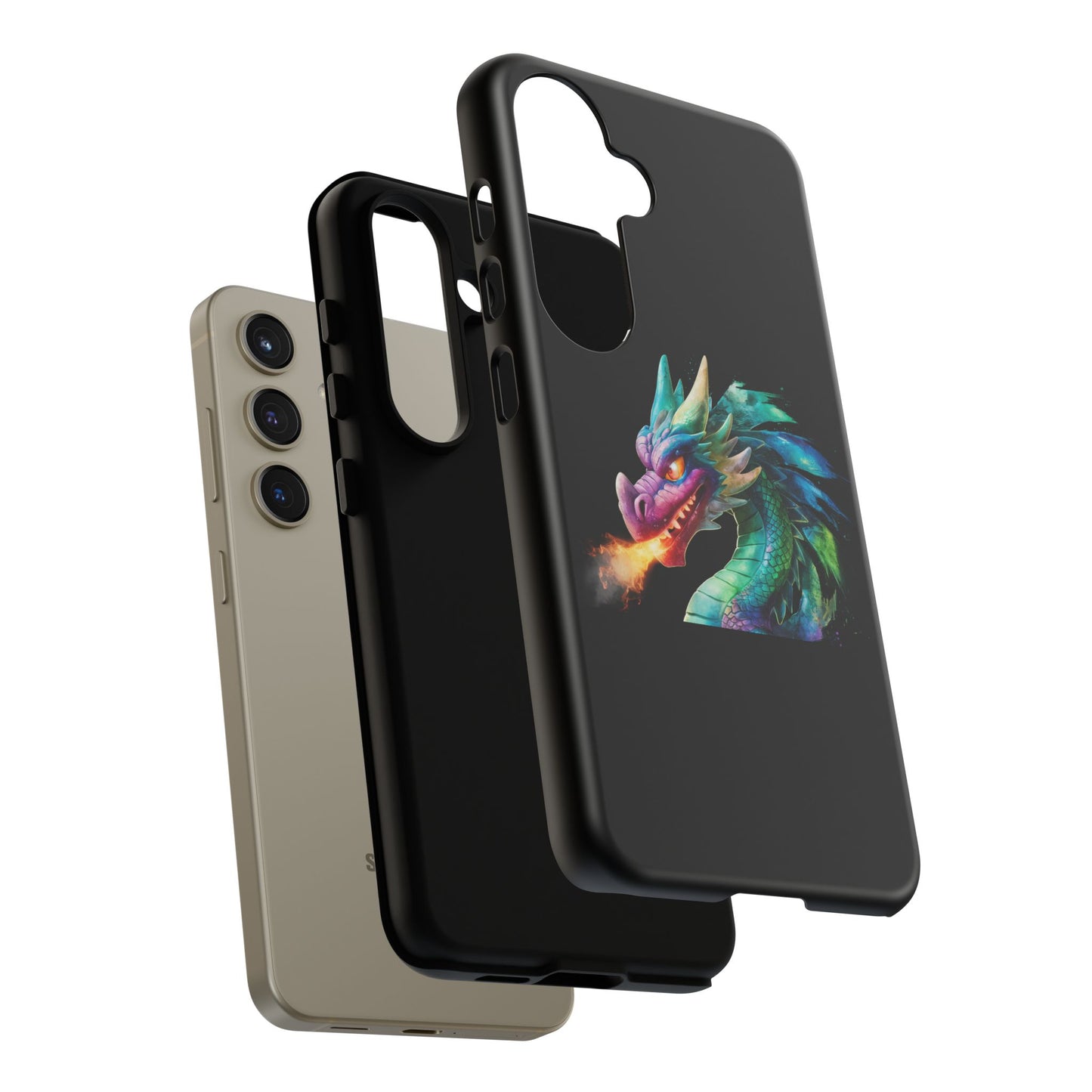 Fire-Breathing Dragon Samsung Case - Tough Fantasy Art Cover - Dark Academia Aesthetic Geek Gift for Galaxy S23/S24/S25/Ultra