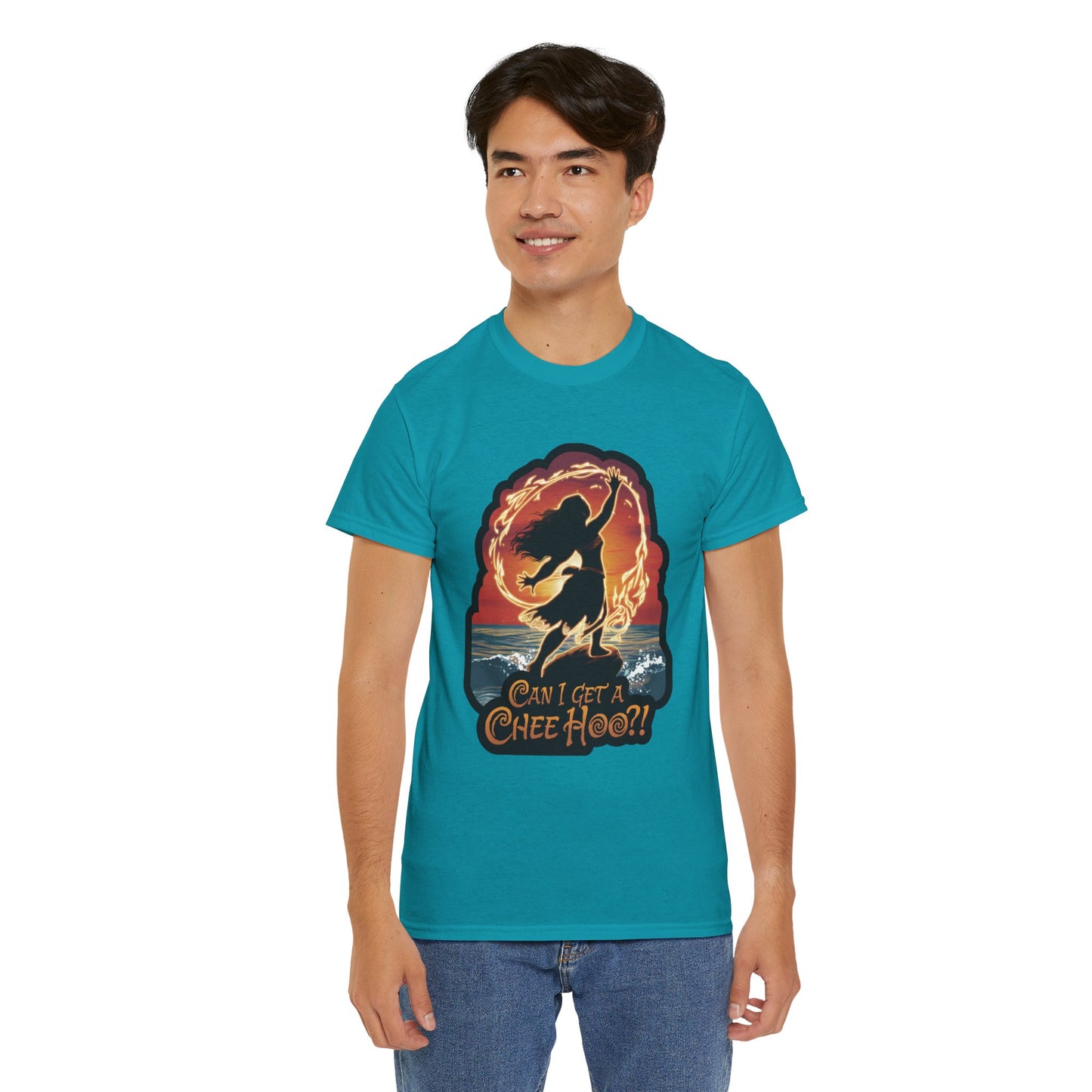 Can I Get a Chee Hoo Shirt – Hawaiian Island Vibes Tee – Hula Dancer Sunset Graphic T-Shirt – Polynesian Luau Party Unisex Top
