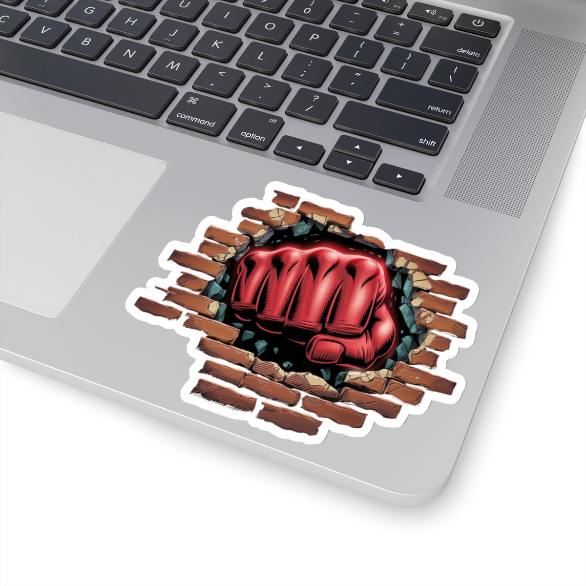 Sticker Red Fist Brick Wall Smash Kiss-Cut Sticker