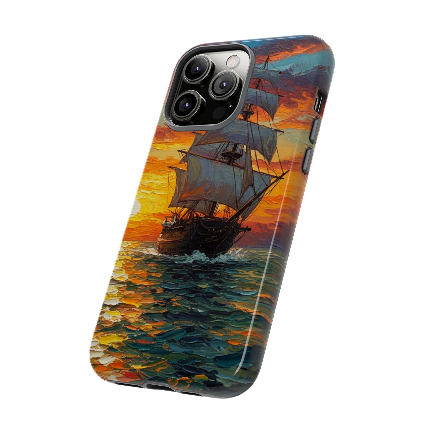 iPhone Case - Ship Sailing at Sunset Design