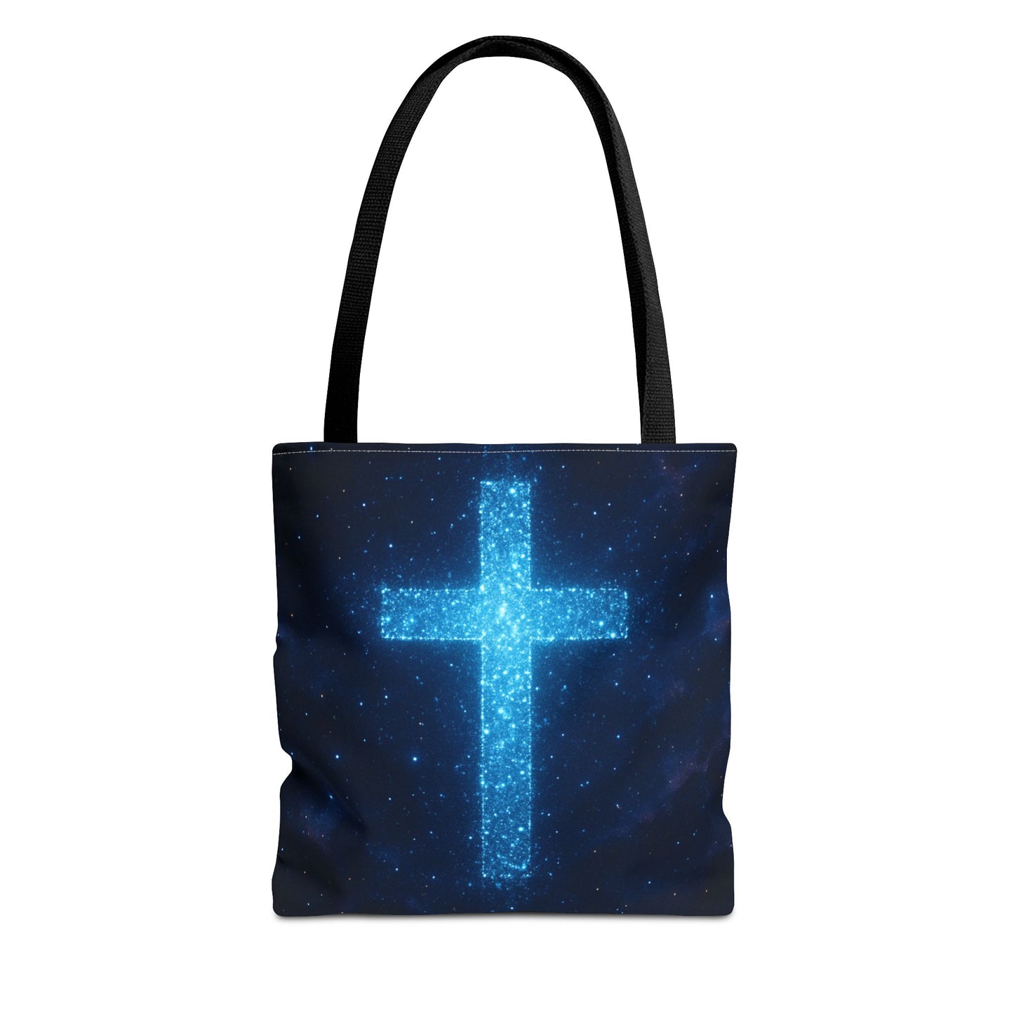 Sparkling Cross Tote Bag - Inspirational Blue Cosmic Bag Christian Tote Spiritual Bag Inspirational Tote Bag