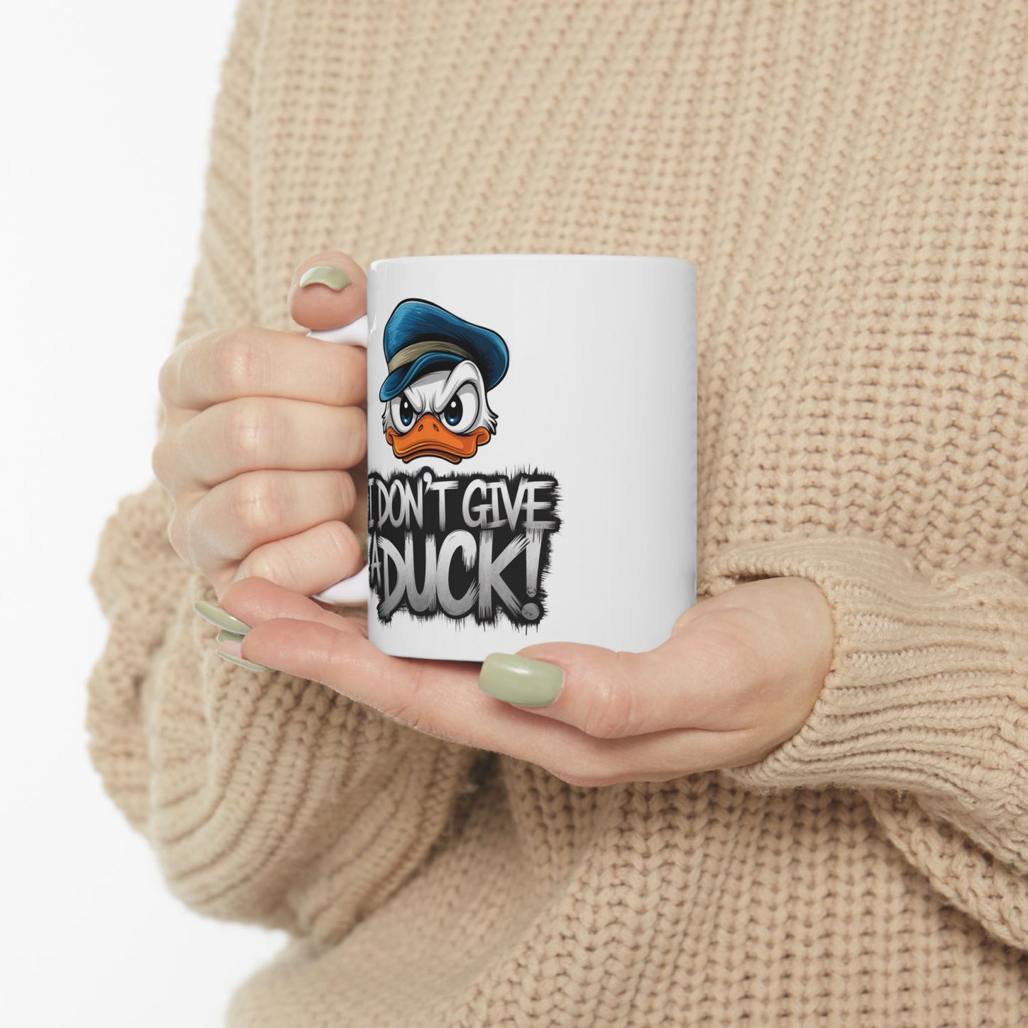 I Don’t Give a Duck Mug | Sassy Duck Coffee Cup | Funny Pun Gift | Adult Humor Mug | Bold Cartoon Animal Drinkware | 11oz & 15oz