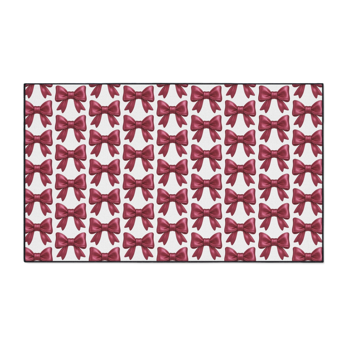 Pink Bow Doormat Cute Glam Entry Rug, Decorative Floor Mat with Repeating Bow Pattern, Girly Room or Holiday Decor