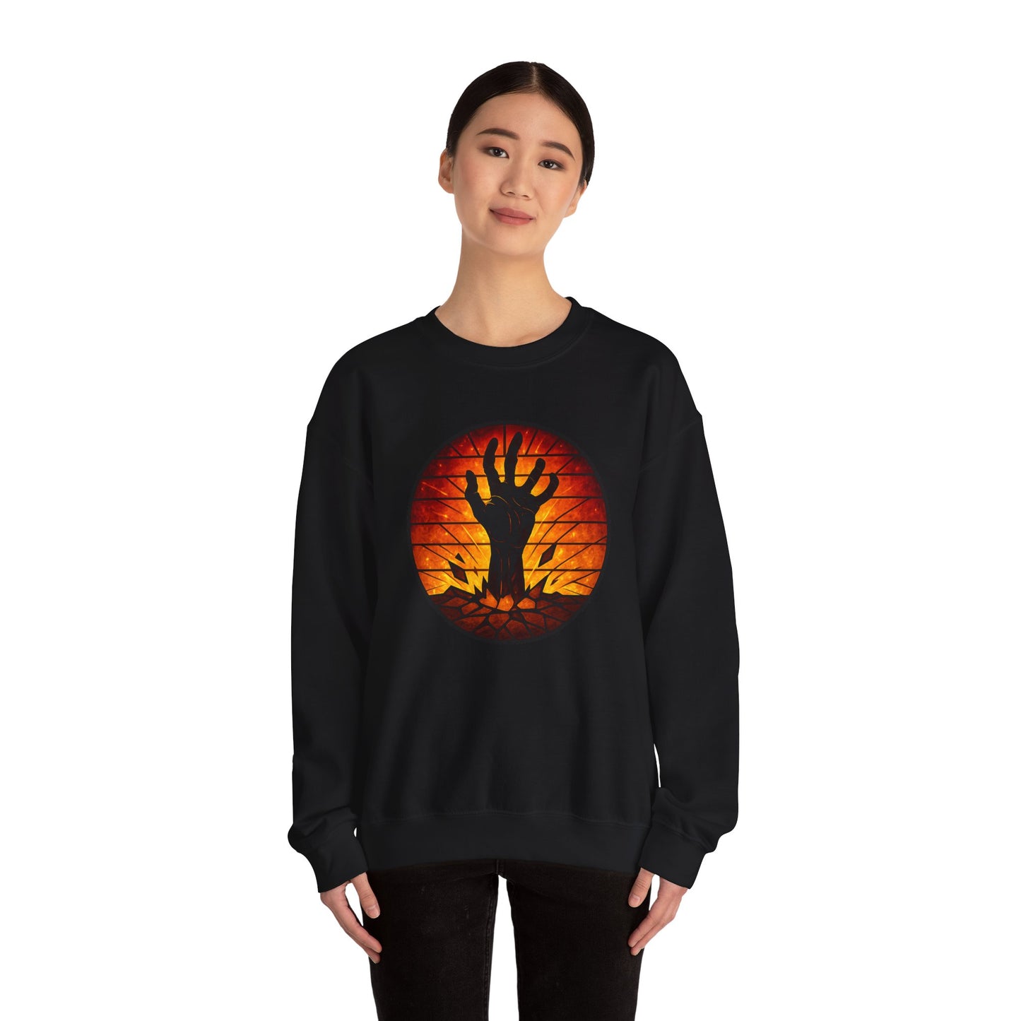 Zombie Hand Sweatshirt, Creepy Rising Hand Crewneck, Halloween Graveyard Sweatshirt, Spooky Hand Emerging, Gothic Horror Sweater