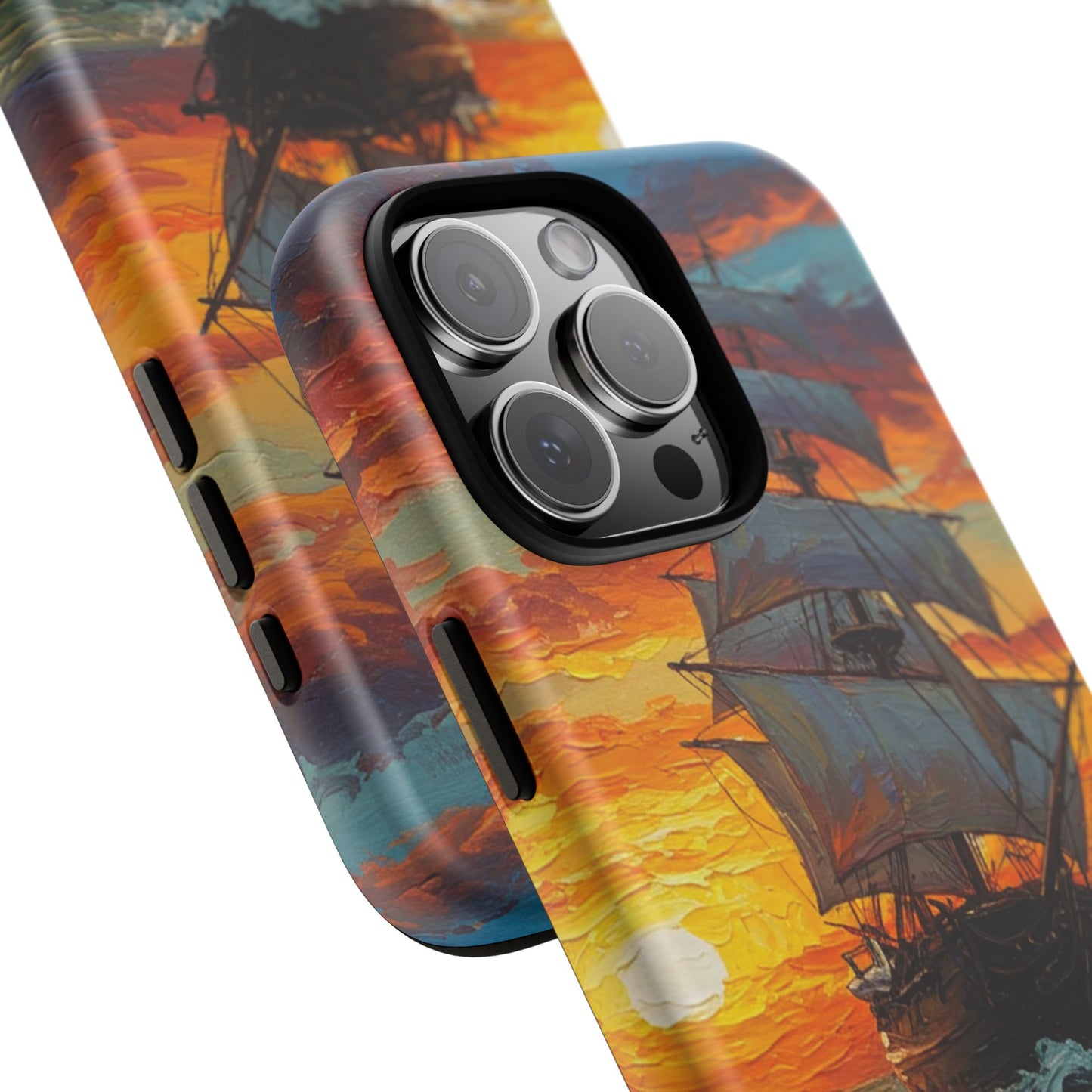 iPhone Case - Ship Sailing at Sunset Design