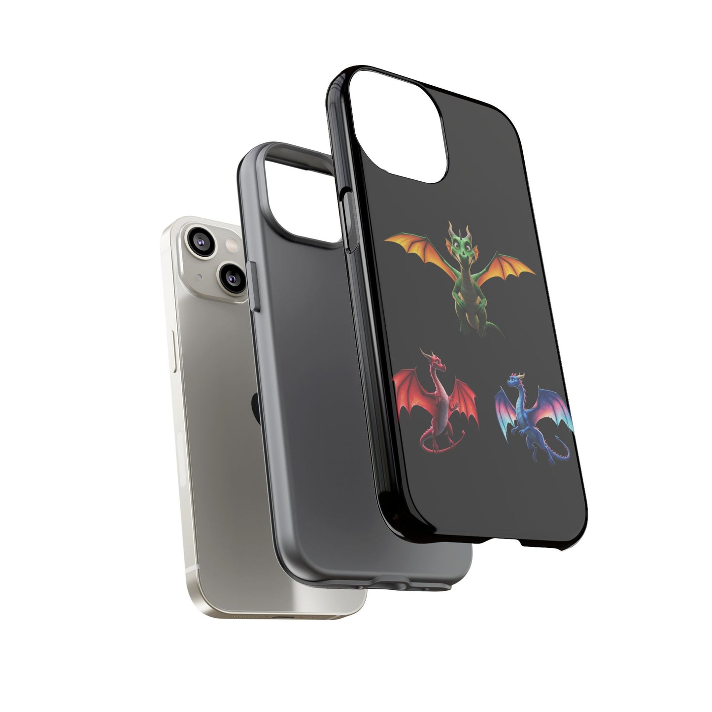 Vibrant Fantasy Dragon iPhone Case - Tough Armor Cover for iPhone 15/14/13 - Colorful Mythical Wings Gift for Dragon Lovers