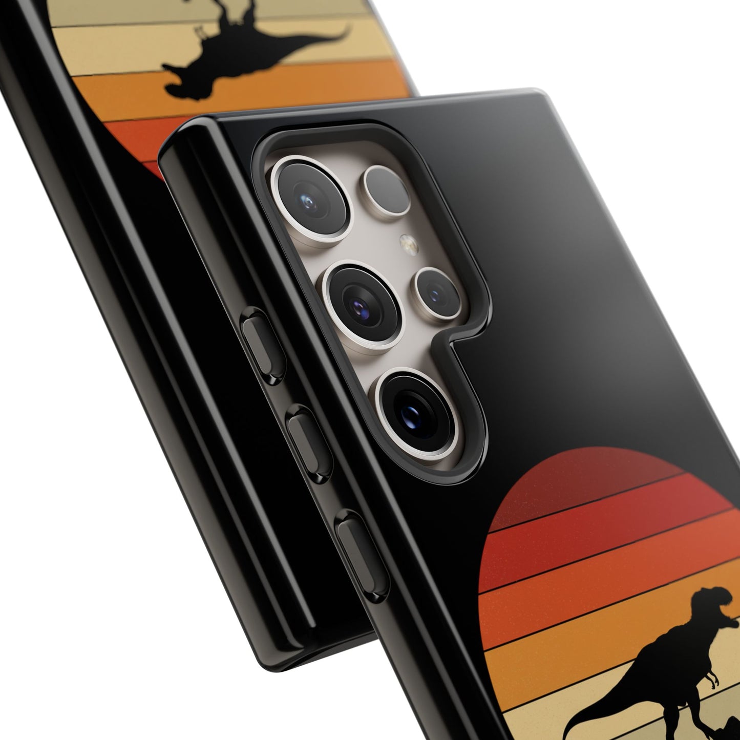 Retro Sunset Dinosaur Samsung Case | T-Rex Silhouette Vintage Gradient Cover for Galaxy S25/S24/S23 Series Dinosaur Phone Case