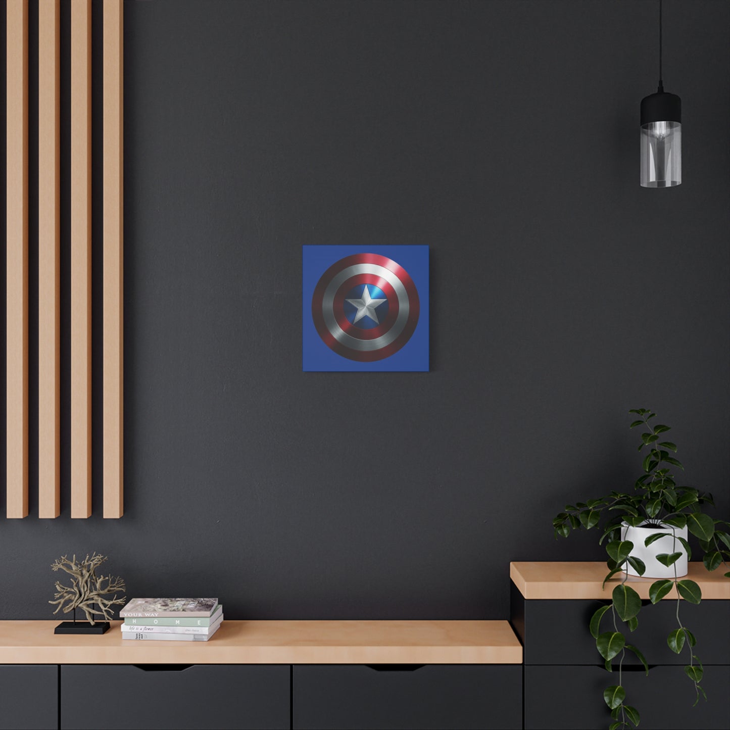 Superhero Shield Canvas Art - Stretched Matte Decor for Fans