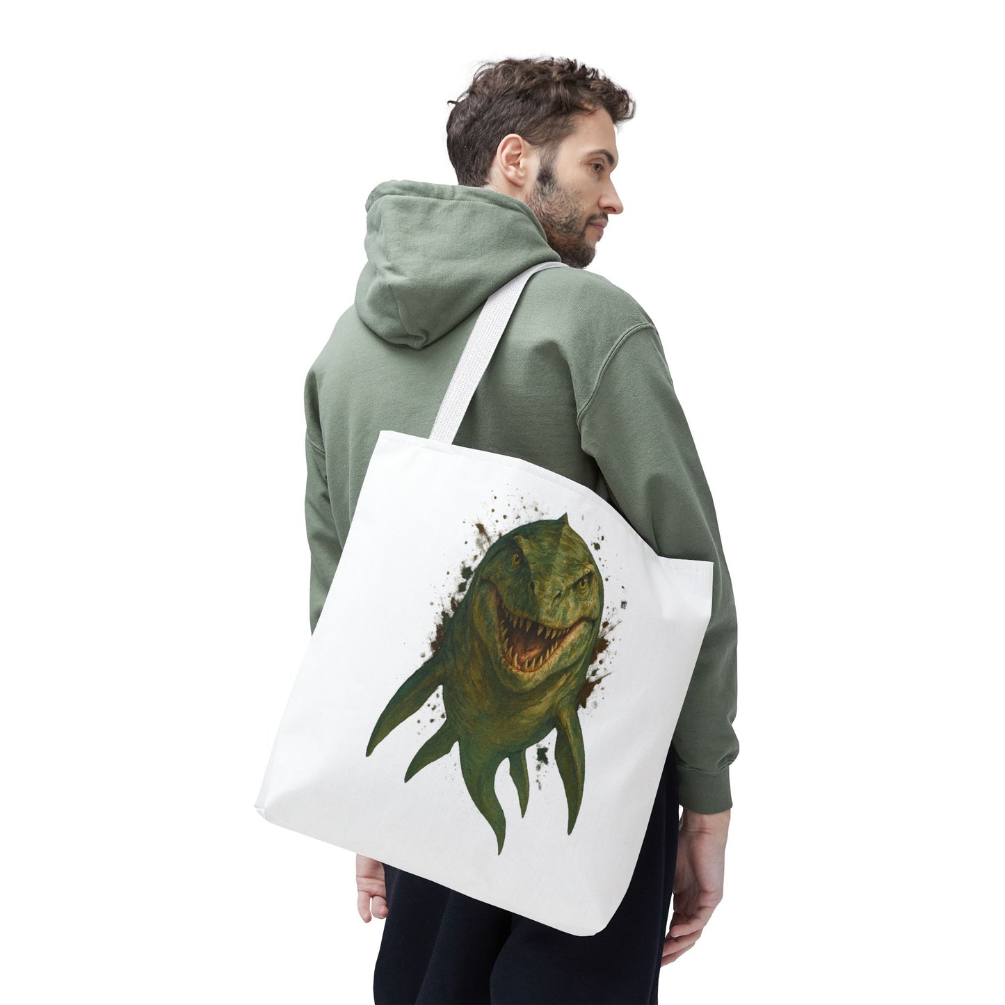 Watercolor Mosasaurus Tote Bag - Prehistoric Sea Monster Art, Dinosaur Ocean Reptile Gift, Eco Canvas Bag for Dino and Marine Fans