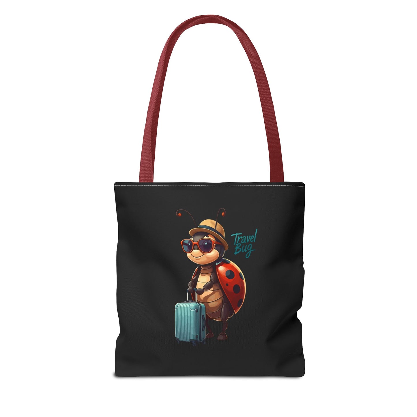 Travel Bug Tote Bag | Cute Ladybug with Suitcase Art Tote – Whimsical Travel Accessory, Aesthetic Canvas Bag | Gift for Travelers