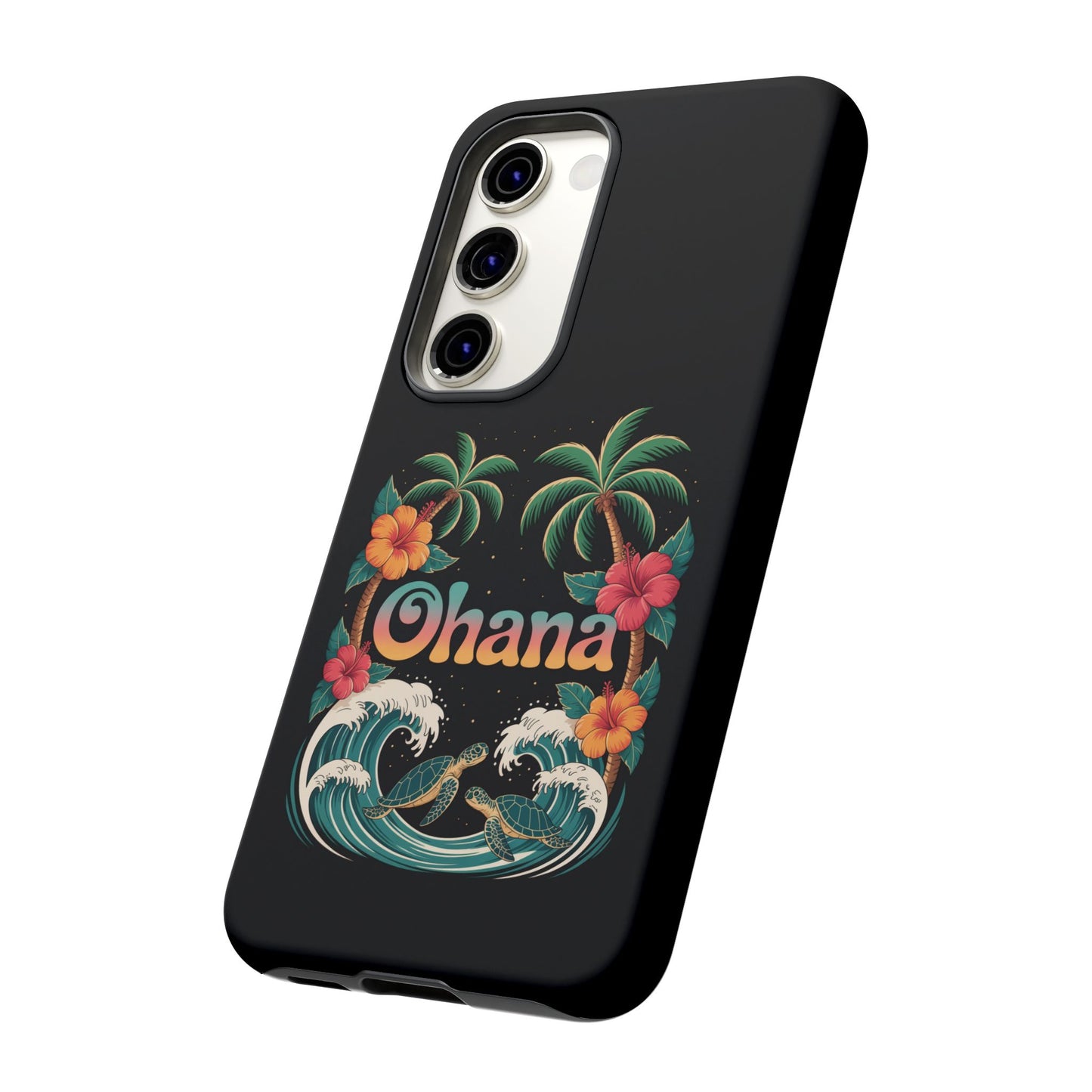 Tropical Ohana Samsung Case - Summer Beach Phone Cover - Hawaiian Palm & Hibiscus Design - Rugged & Glossy Protector for Galaxy