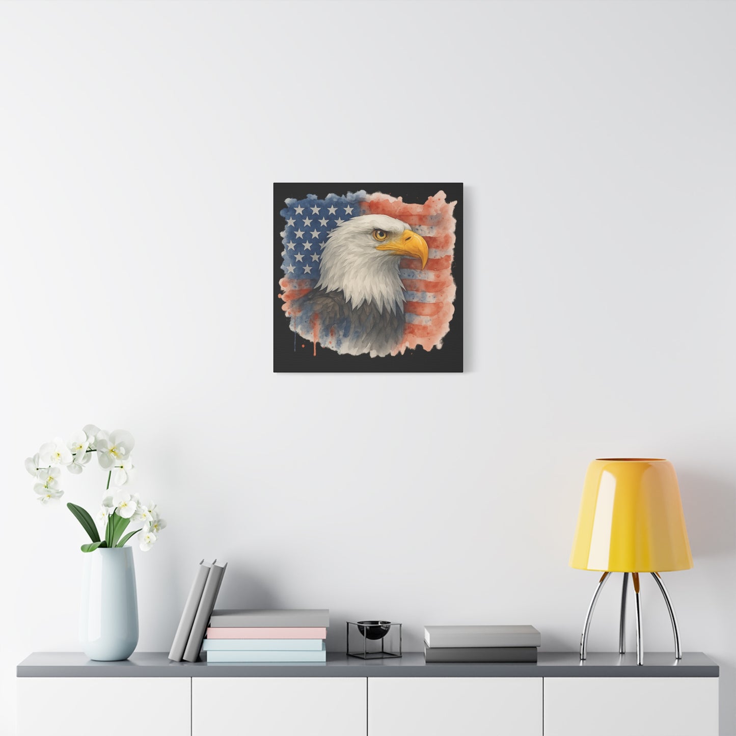 Patriotic Eagle Canvas Art American Flag Decor Independence Day Decor 4th of July Canvas Gift for Veteran