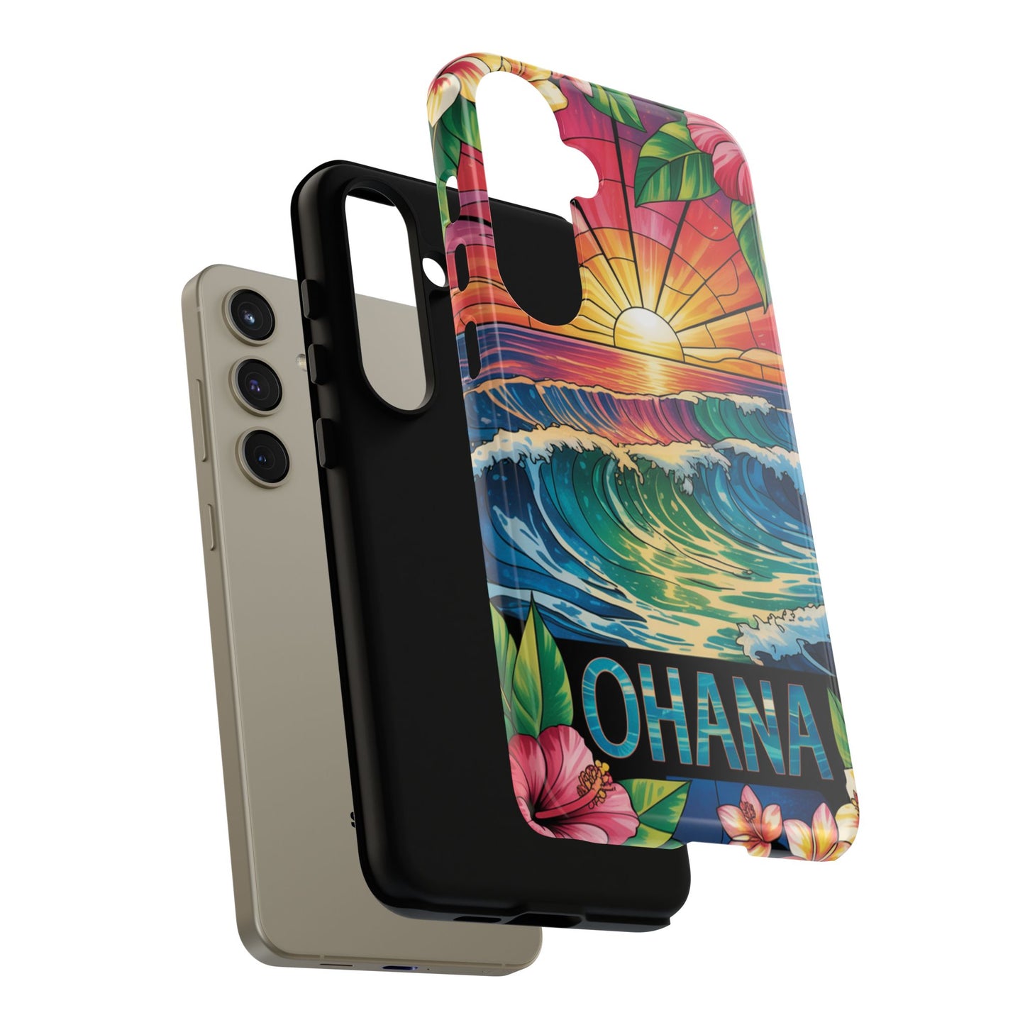 Samsung Galaxy Case Ohana Hawaiian Wave Phone Cover Sunset Tropical Beach Art Protective Case Gift for Samsung Lovers