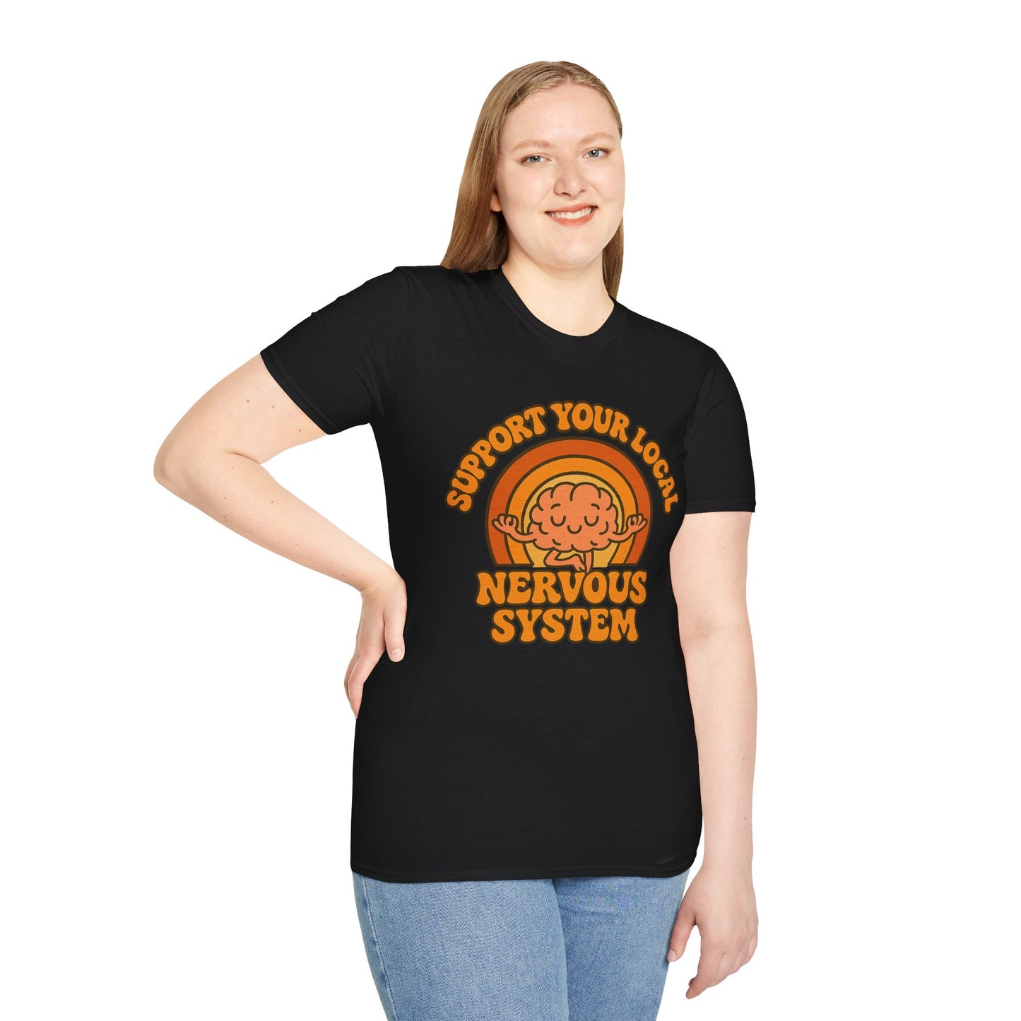 Support Your Local Nervous System T-Shirt | Funny Brain Tee, Neurodiversity Gift, Mental Health Humor Shirt, Science Geek Retro Tee