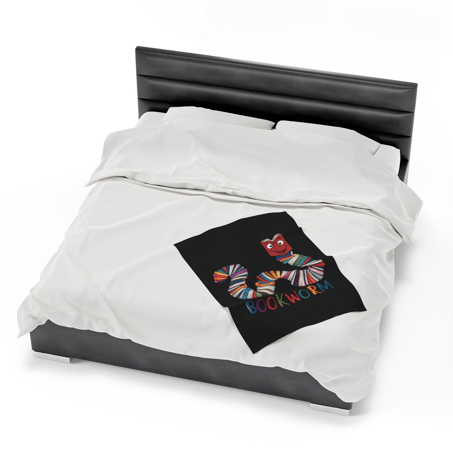 Velveteen Plush Blanket - Bookworm Design