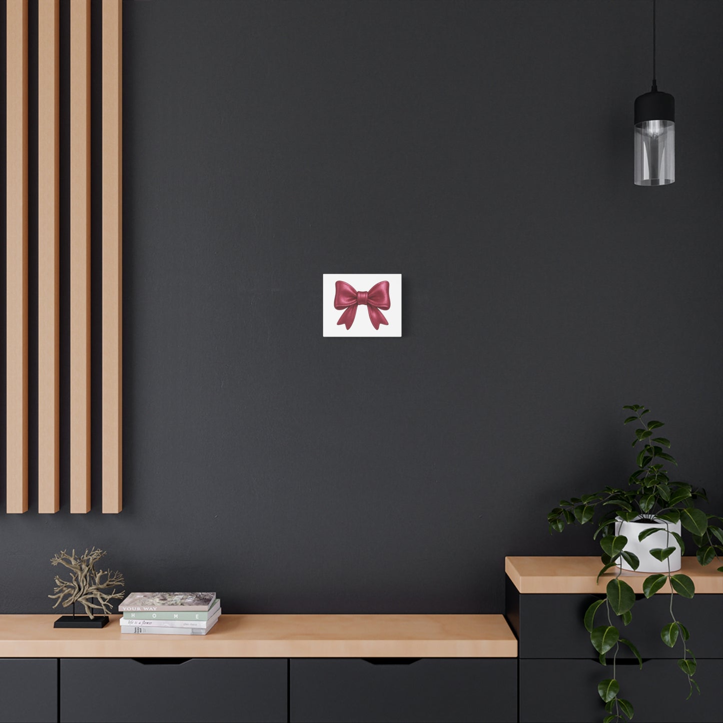 Red Bow Canvas Wall Art – Modern Christmas Decor, Gift for Her, Glam Room Wall Print, Elegant Ribbon Artwork