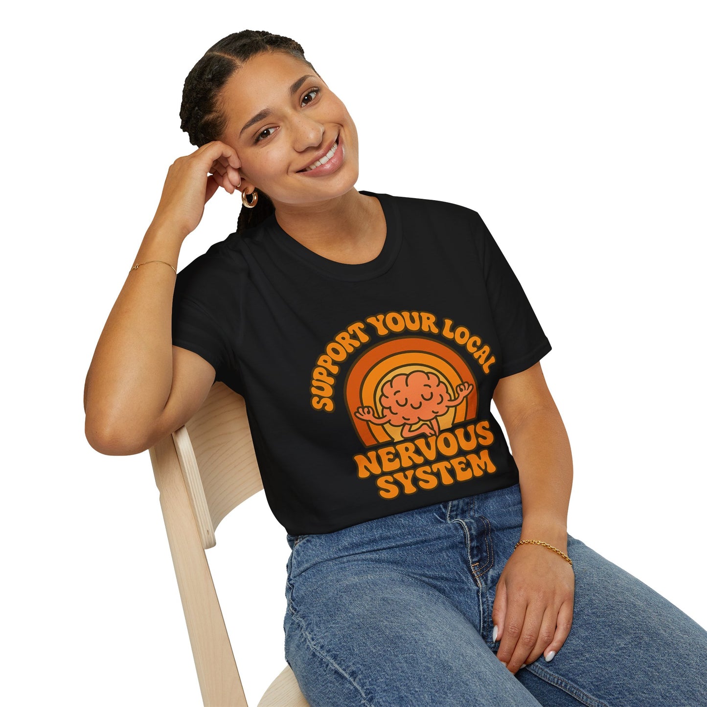 Support Your Local Nervous System T-Shirt | Funny Brain Tee, Neurodiversity Gift, Mental Health Humor Shirt, Science Geek Retro Tee