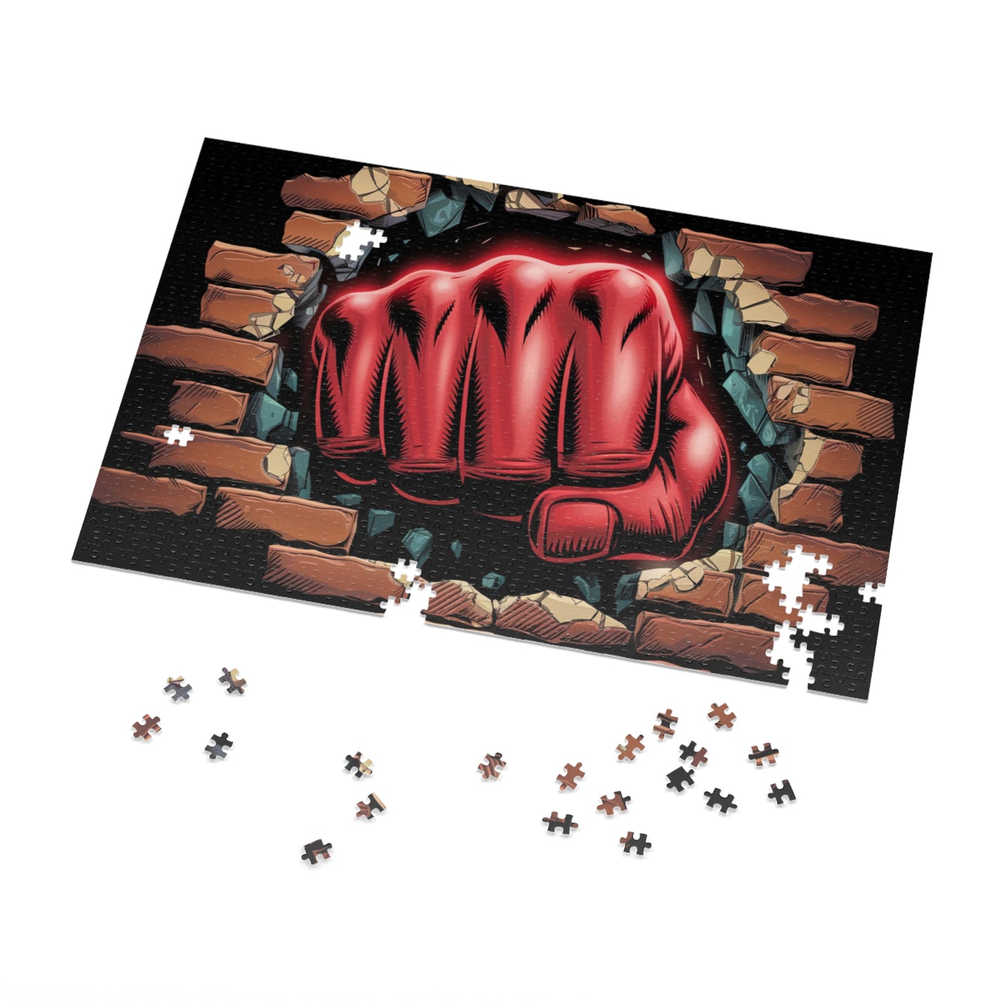 Jigsaw Puzzle - Red Fist Smash Design