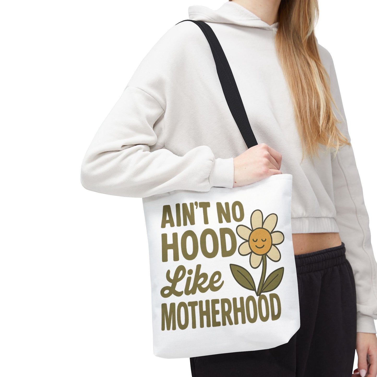 Motherhood Tote Bag with Flower Design Mother's Day Bag Tote for Mom Reusable Shopping Bag