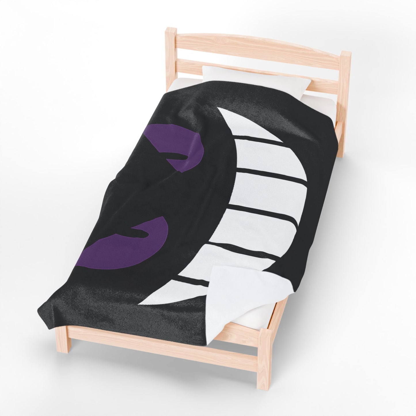 Evil Grin Blanket, Spooky Purple Eyes Throw Blanket, Creepy Cute Gamer Room Decor, Halloween Horror Bedding, Gothic Cozy Plush Blanket