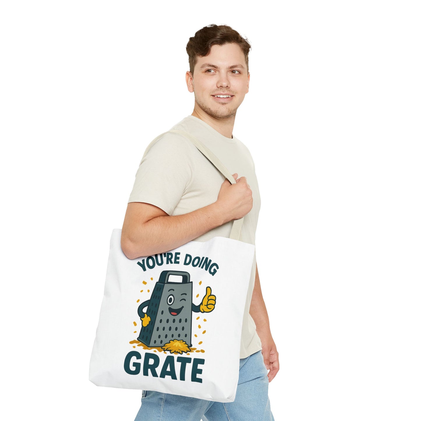 Funny Cheese Pun Tote Bag – “You’re Doing Grate” Grocery Bag | Cute Gift for Coworkers, Teachers, Food Lovers & Everyday Motivation