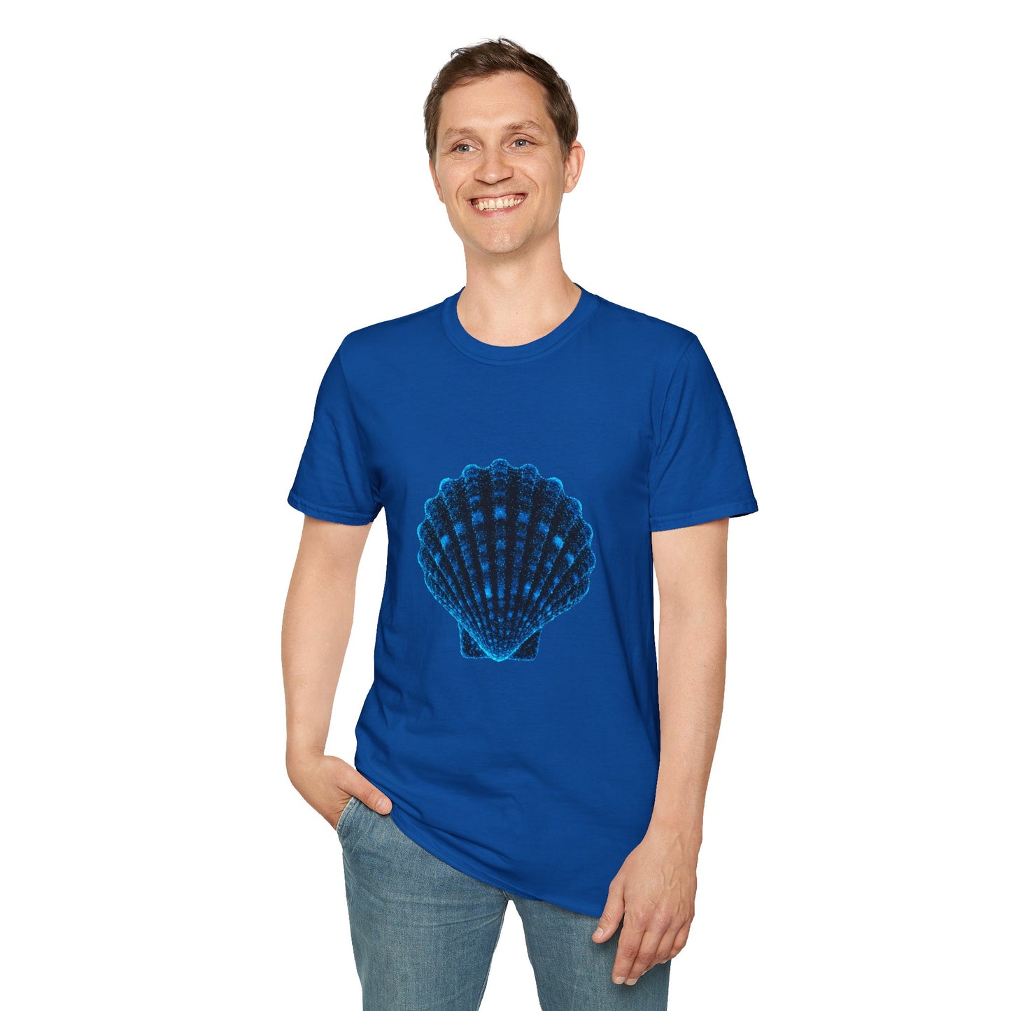 Geometric Digital Shell T‑Shirt • Nature Inspired Graphic Tee • Cottagecore, Y2K Nostalgia, Bold Minimalist Women & Men Gift