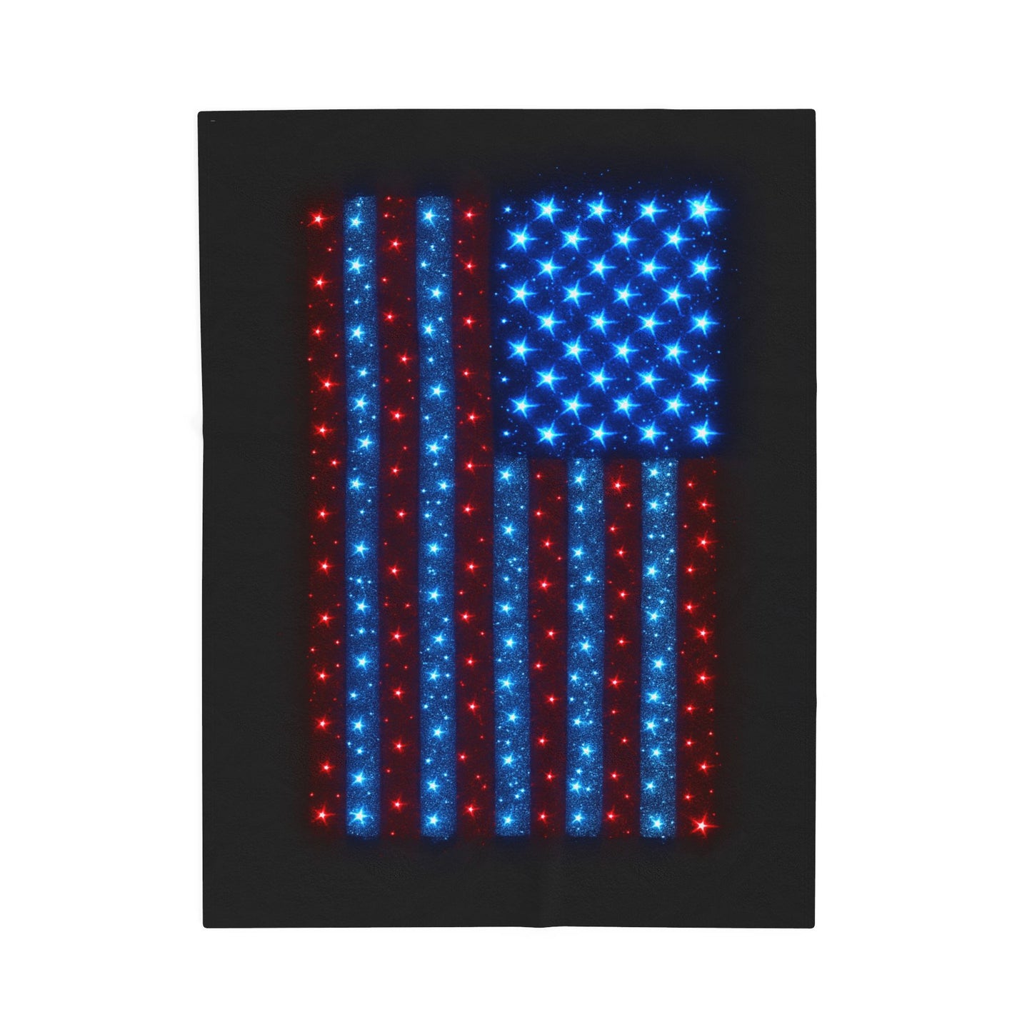 Starry Bioluminescent USA Flag Plush Blanket - Velveteen Patriotic Throw - 4th July Cozy Home Decor - Modern Stars and Stripes Throw