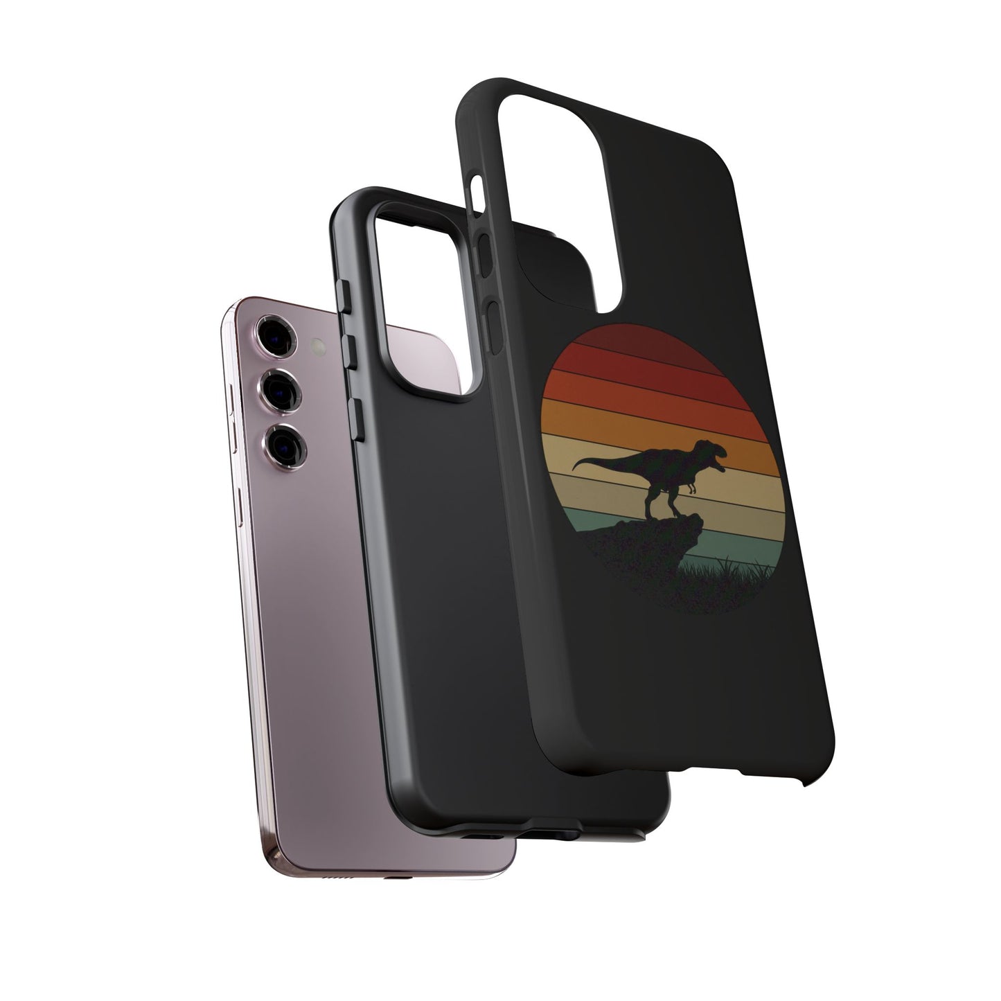 Retro Sunset Dinosaur Samsung Case | T-Rex Silhouette Vintage Gradient Cover for Galaxy S25/S24/S23 Series Dinosaur Phone Case
