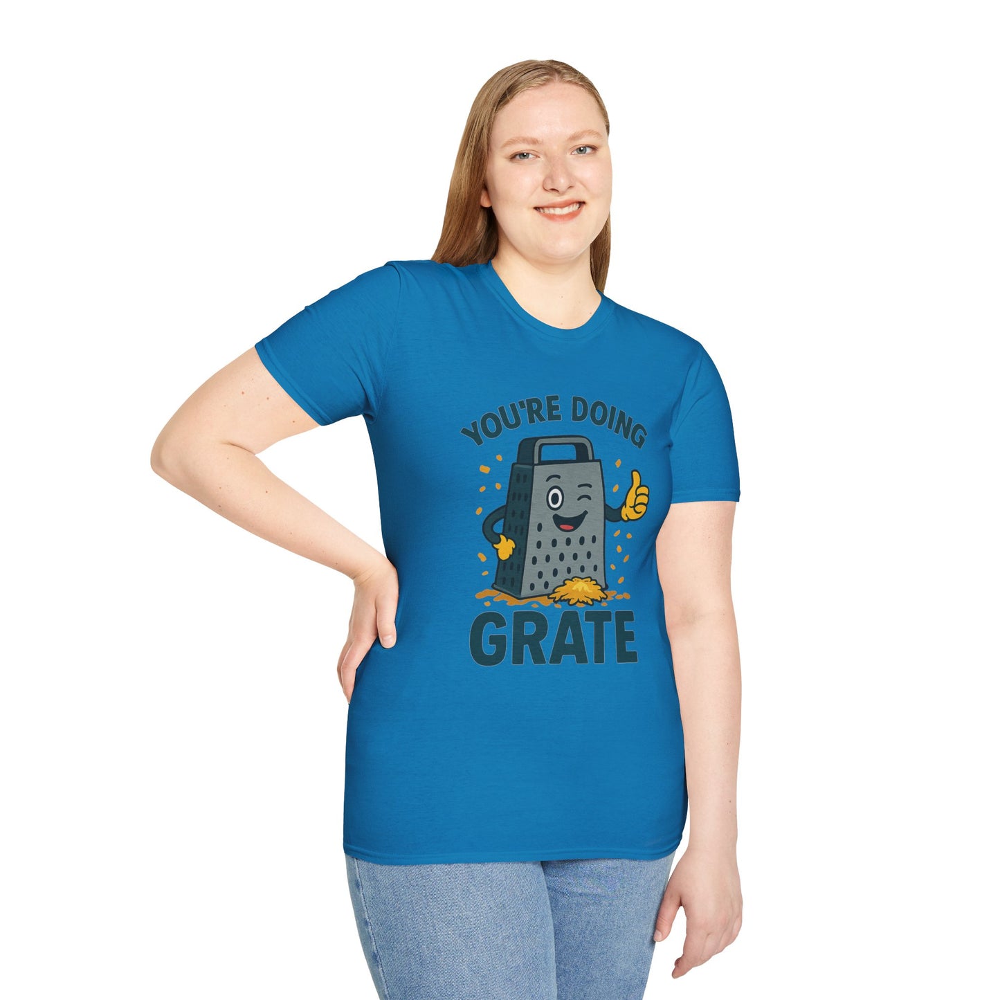 You’re Doing Grate Funny Cheese Grater Pun T-Shirt | Cute Kitchen Humor Graphic Tee | Encouragement Gift for Food & Pun Lovers