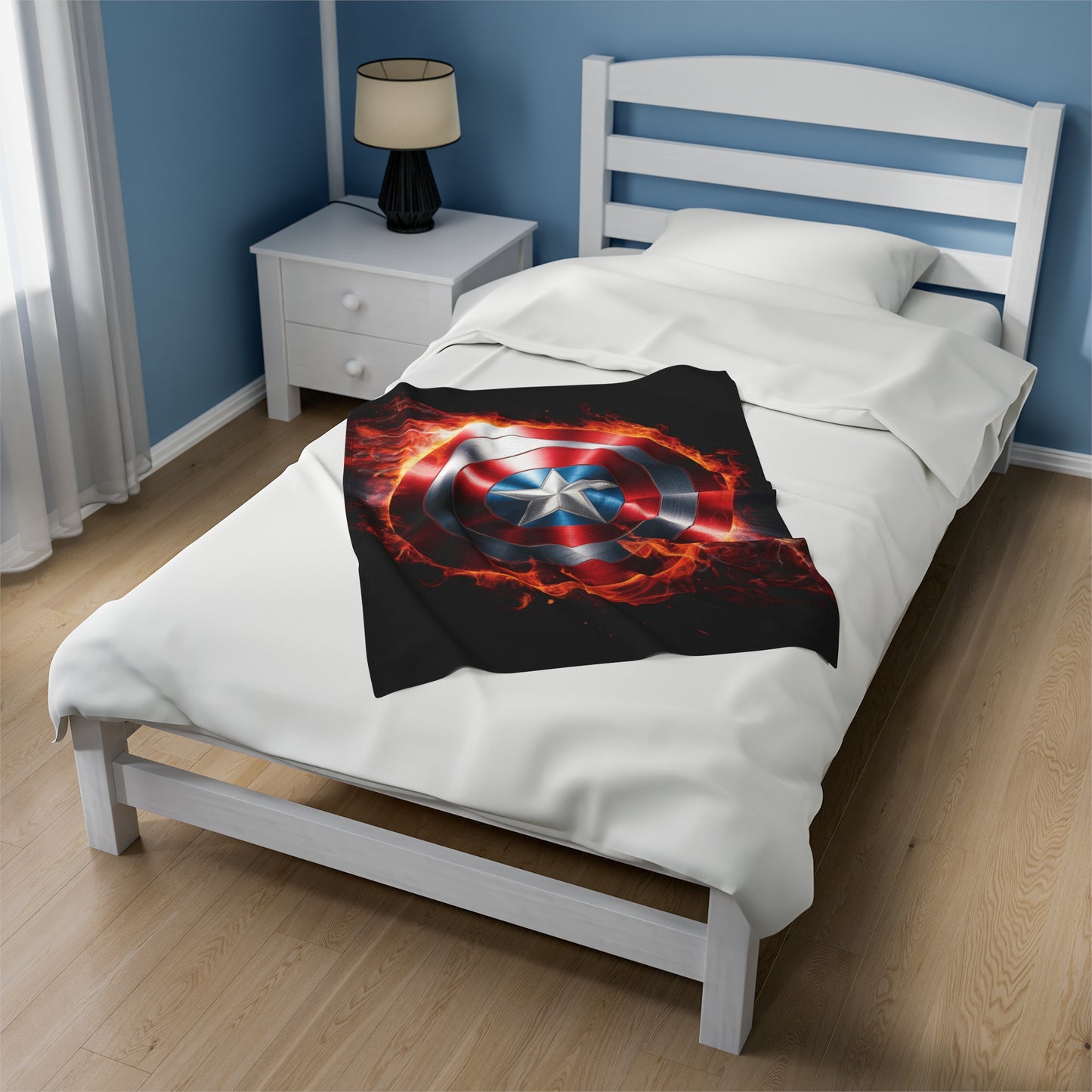 Plush Blanket Shield Flames Design