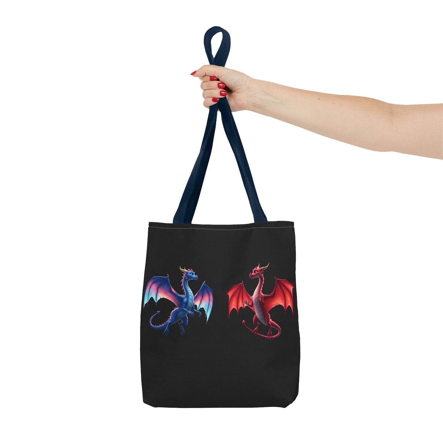 Double-Sided Fantasy Dragon Tote Bag - Cute Green & Blue-Red Dragons, Eco Canvas Book Lover Gift, Reusable Shopping Tote