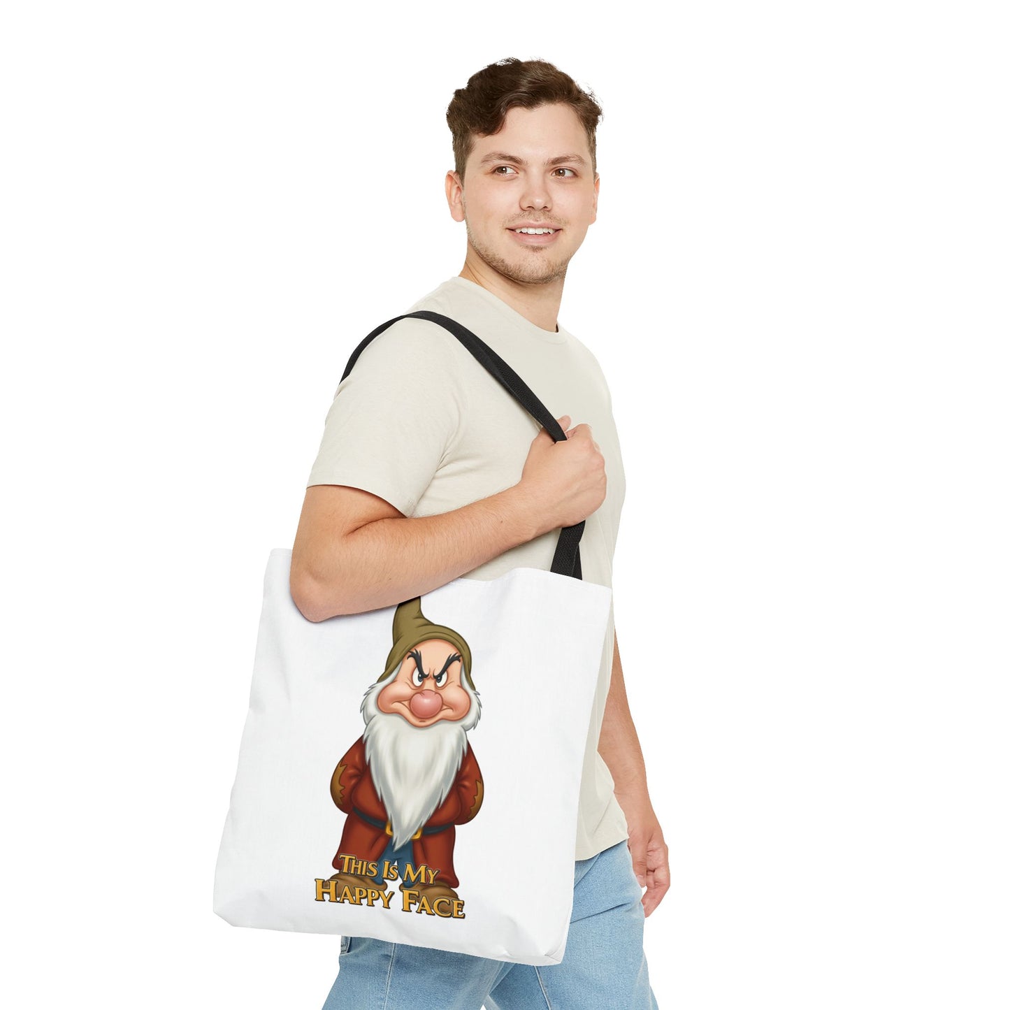 Grumpy Dwarf Tote Bag - "This Is My Happy Face"