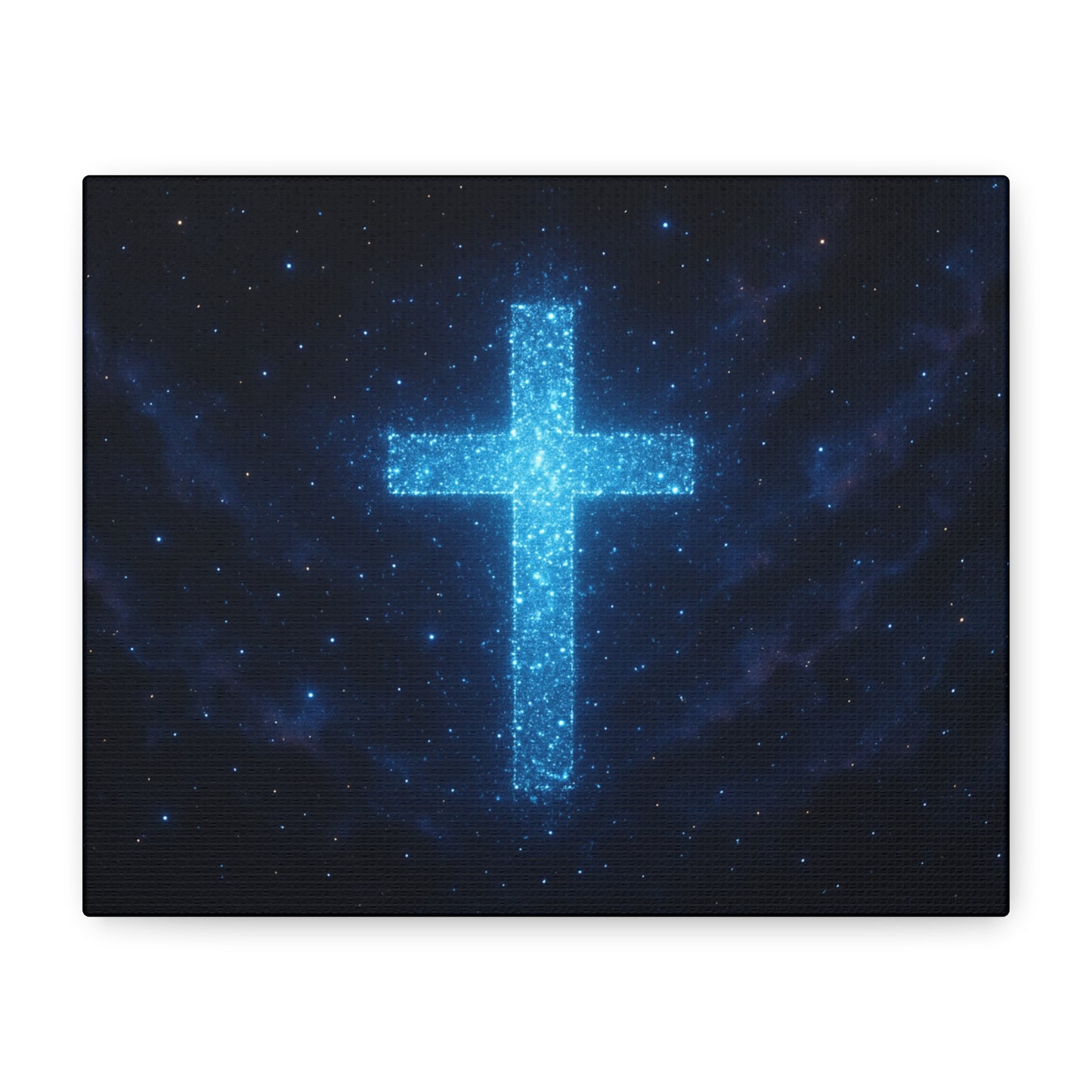 Canvas Wall Art - Bioluminescent Cross Design Spiritual Decor Christian Art Religious Canvas Gift for Believers