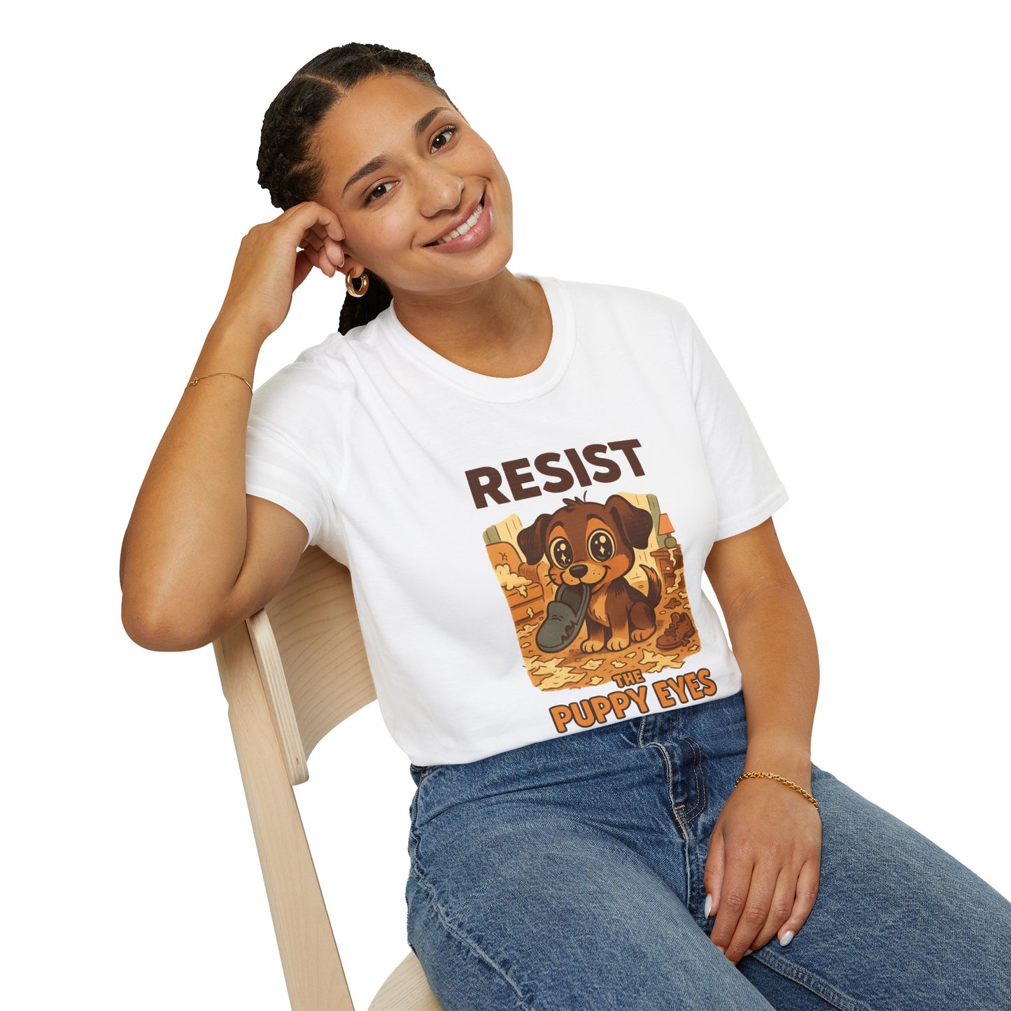 Resist the Puppy Eyes Dog Tee - Cute Puppy Eyes Graphic T-Shirt for Dog Lovers, Funny Pet Gift Shirt, Unisex Animal Lover Tee