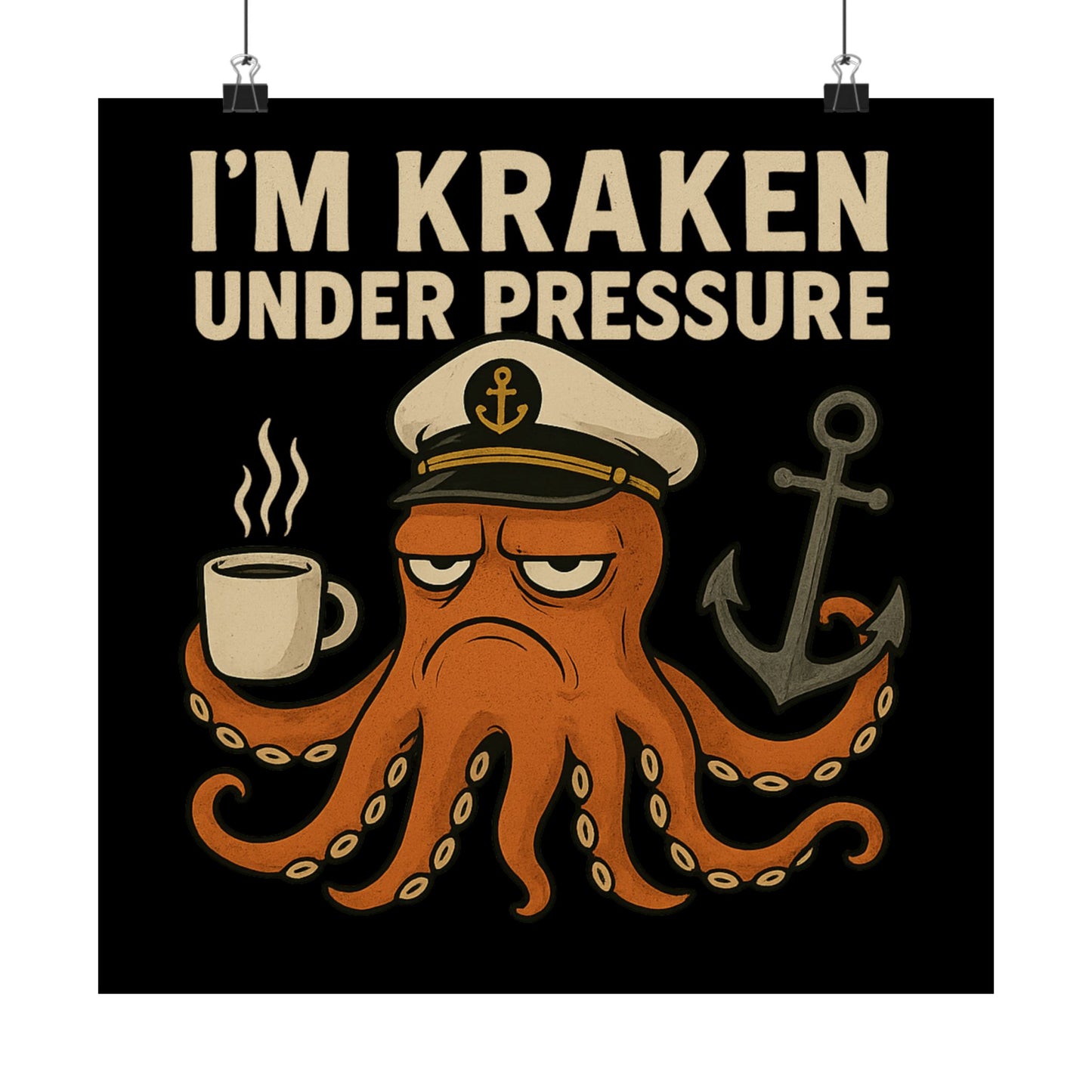 Vertical Poster with Stressed Octopus Design Nautical Decor Ocean Themed Poster Modern Home Decor Funny Poster
