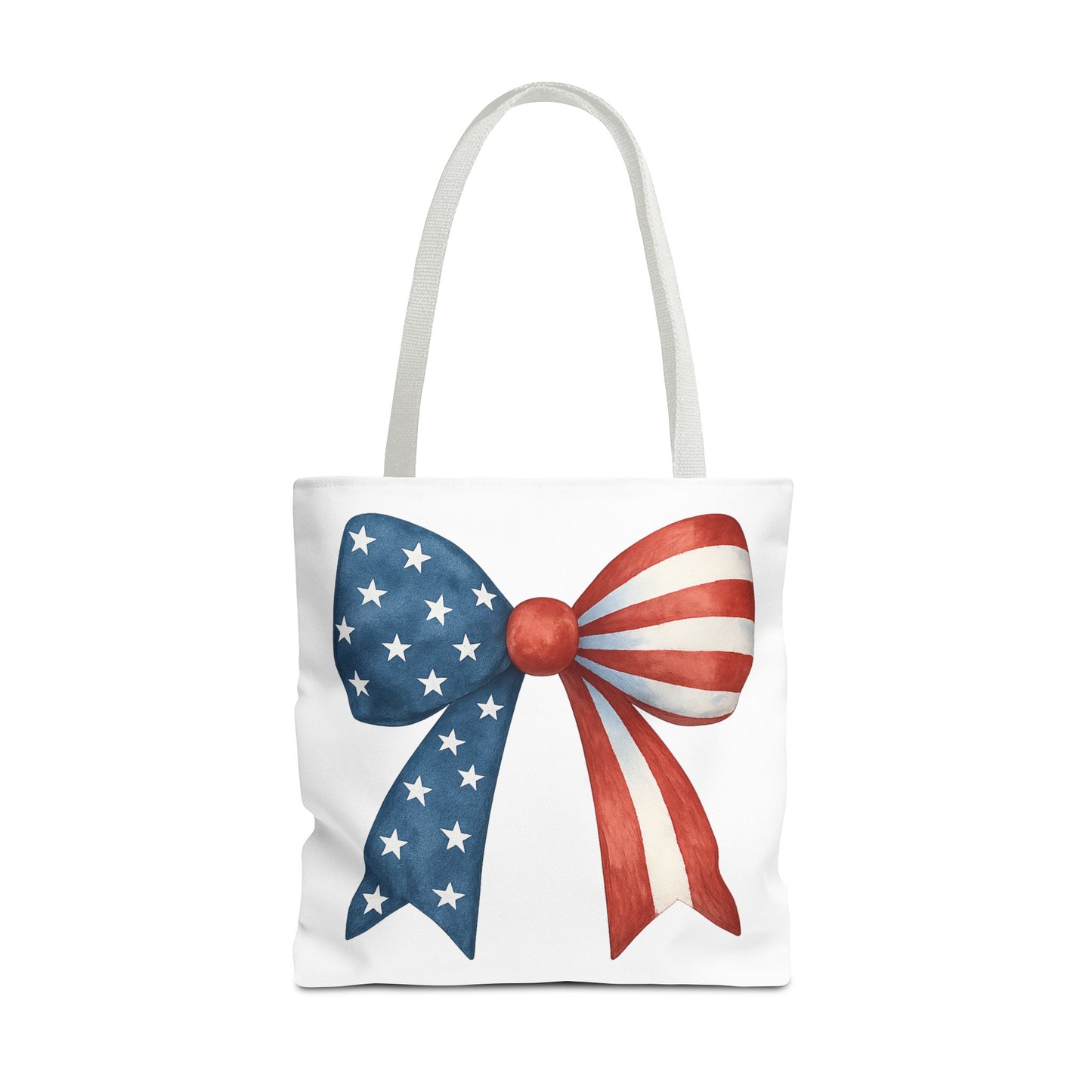 Patriotic Bow Tote Bag | 4th of July Reusable Bag | American Flag Tote | USA Stars Stripes Bag | Independence Day Gift | USA Market Bag